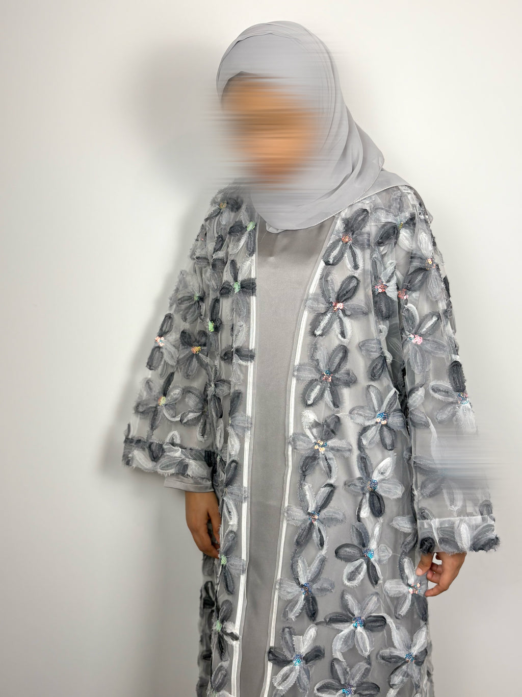 Silver Bloom Abaya