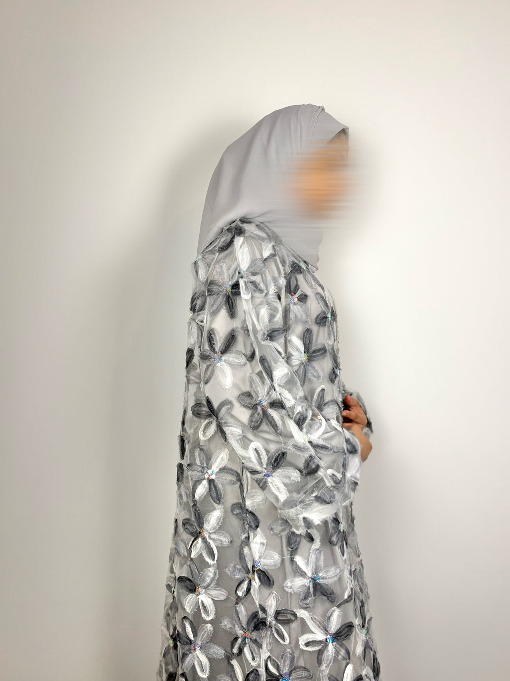 Silver Bloom Abaya