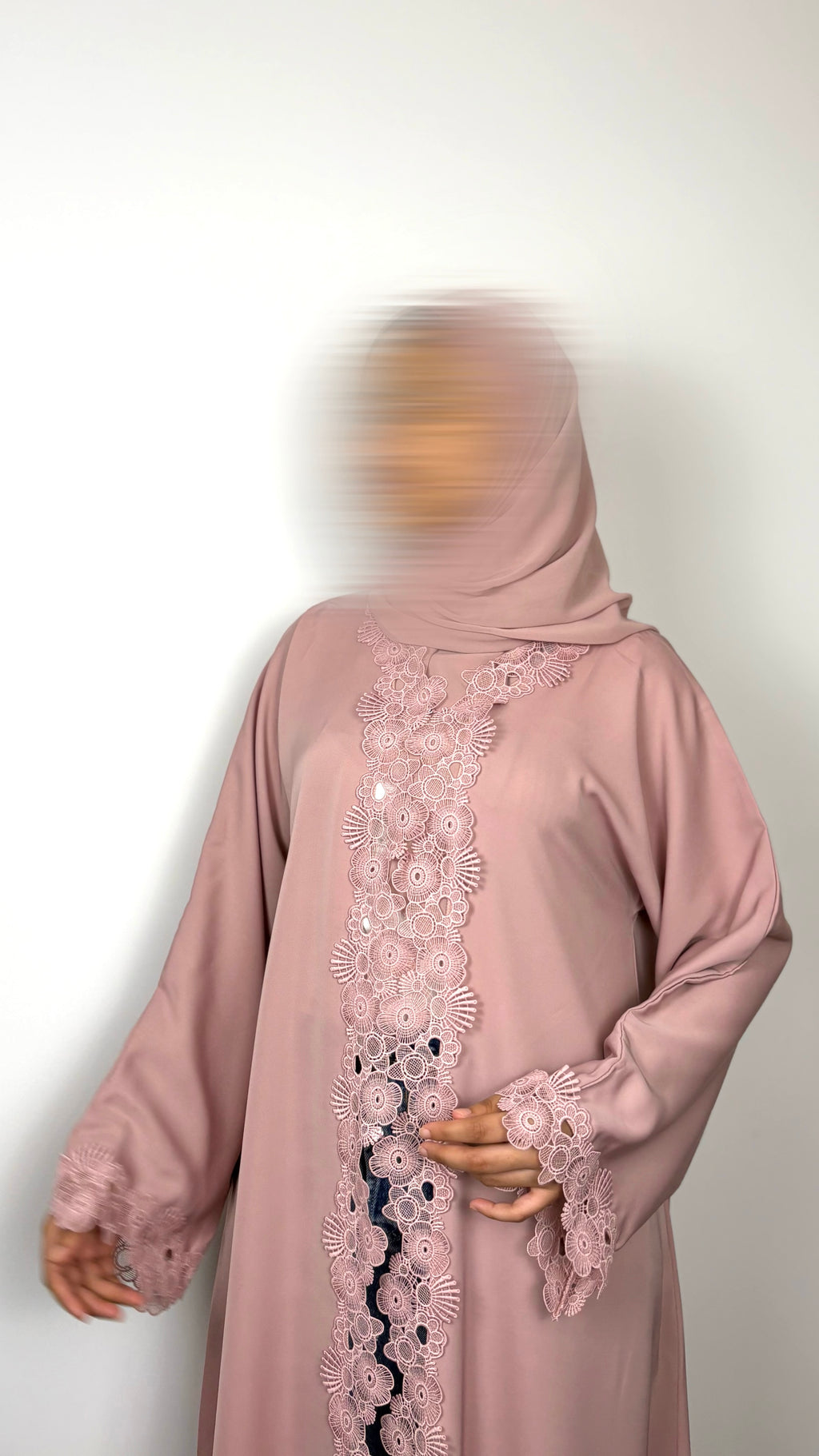 Dusty Rose Lace Abaya