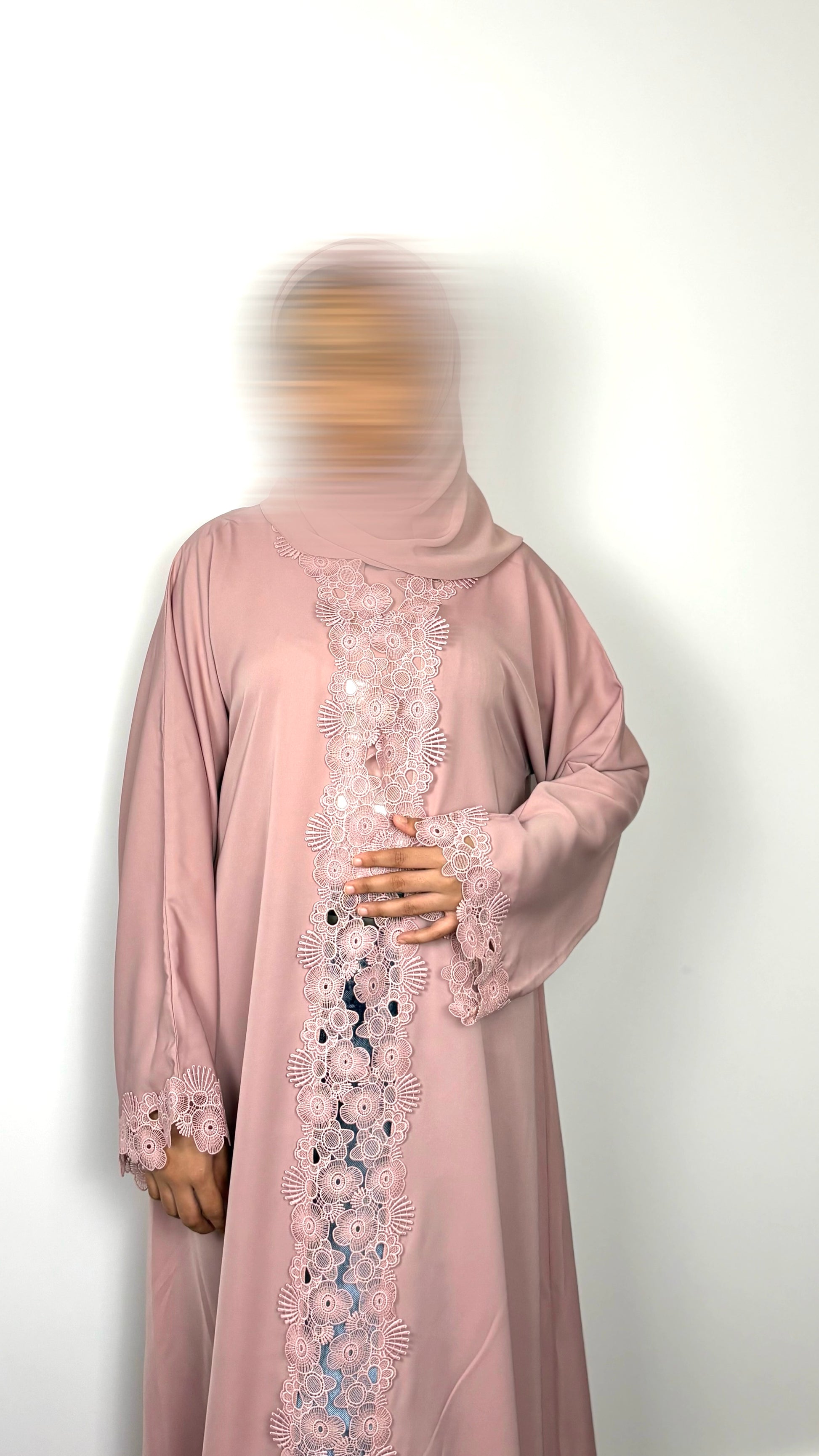 Dusty Rose Lace Abaya