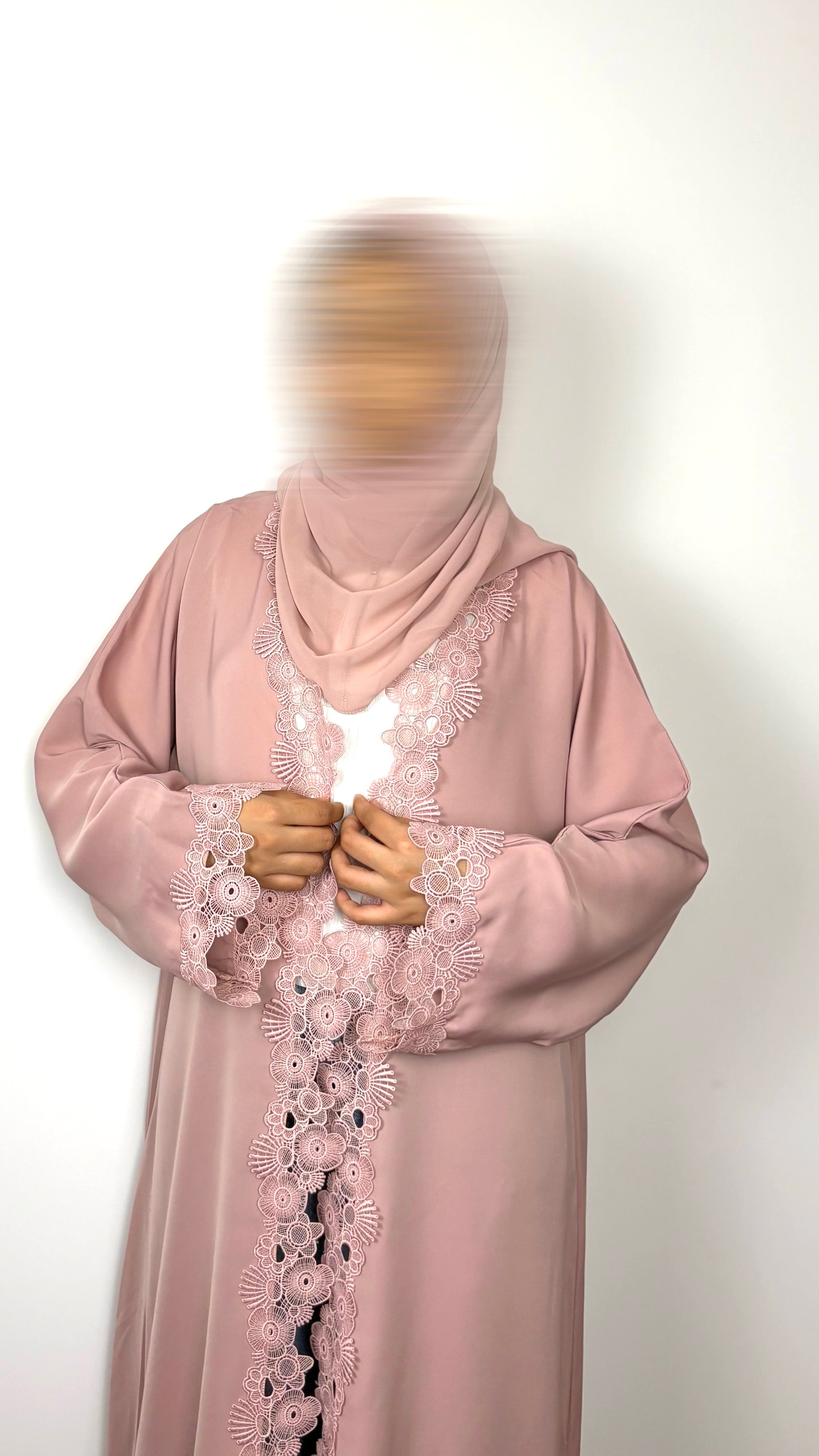 Dusty Rose Lace Abaya