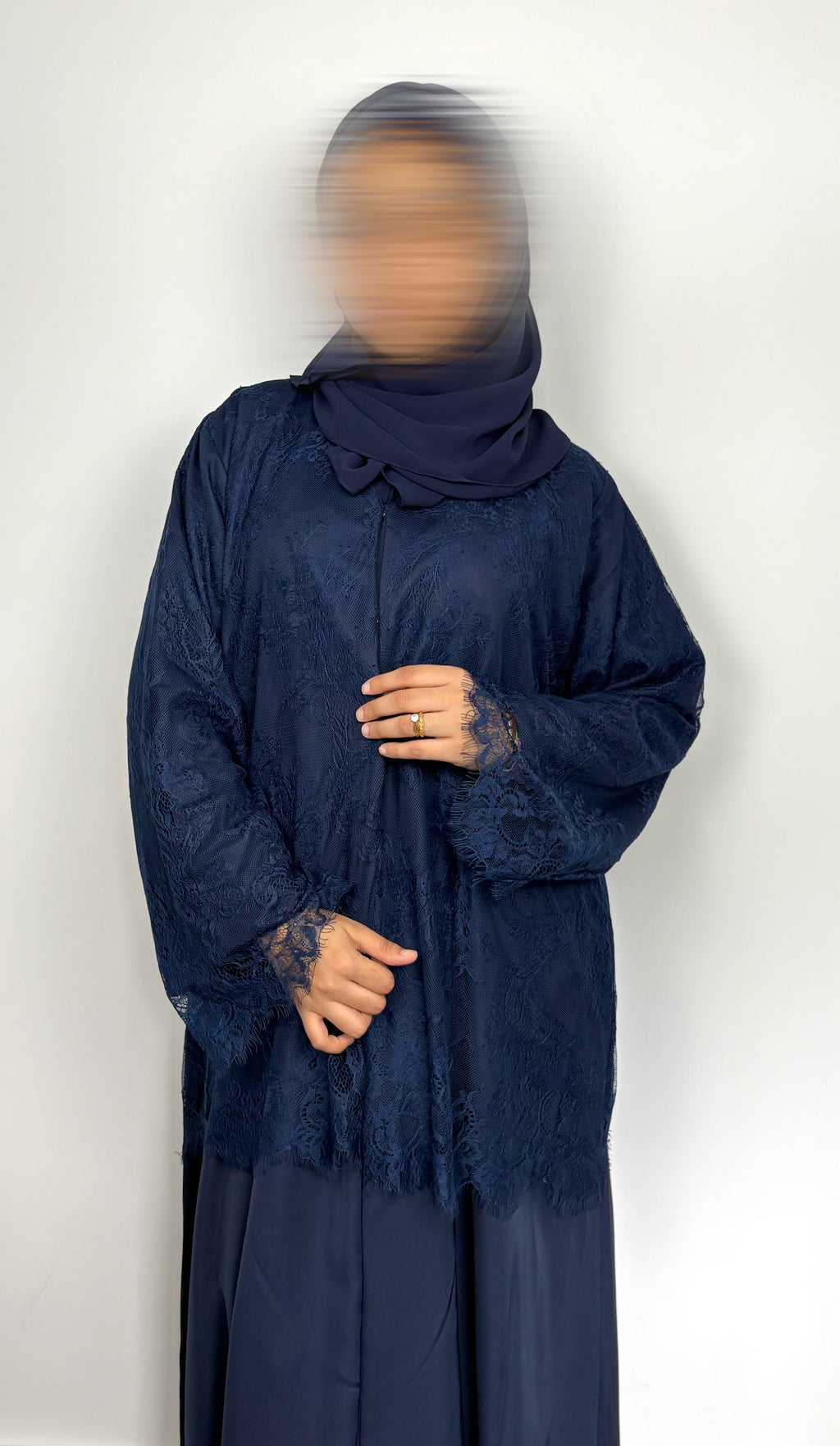 Navy Lace Abaya