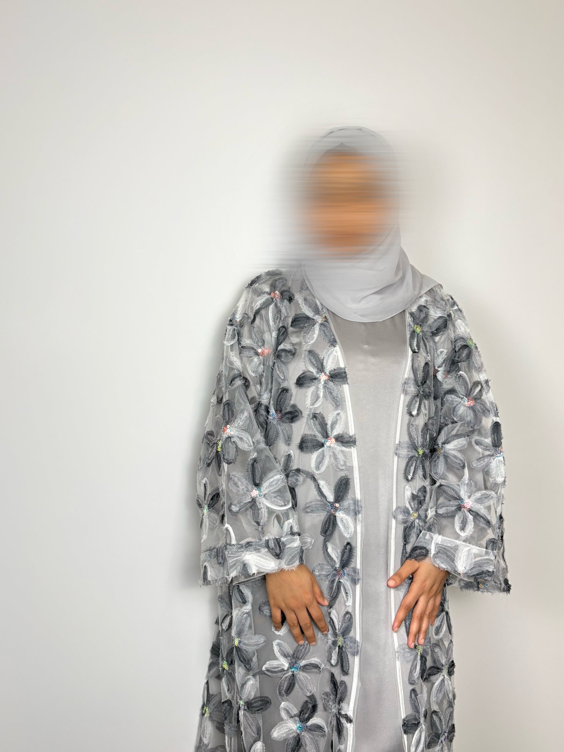 Silver Bloom Abaya