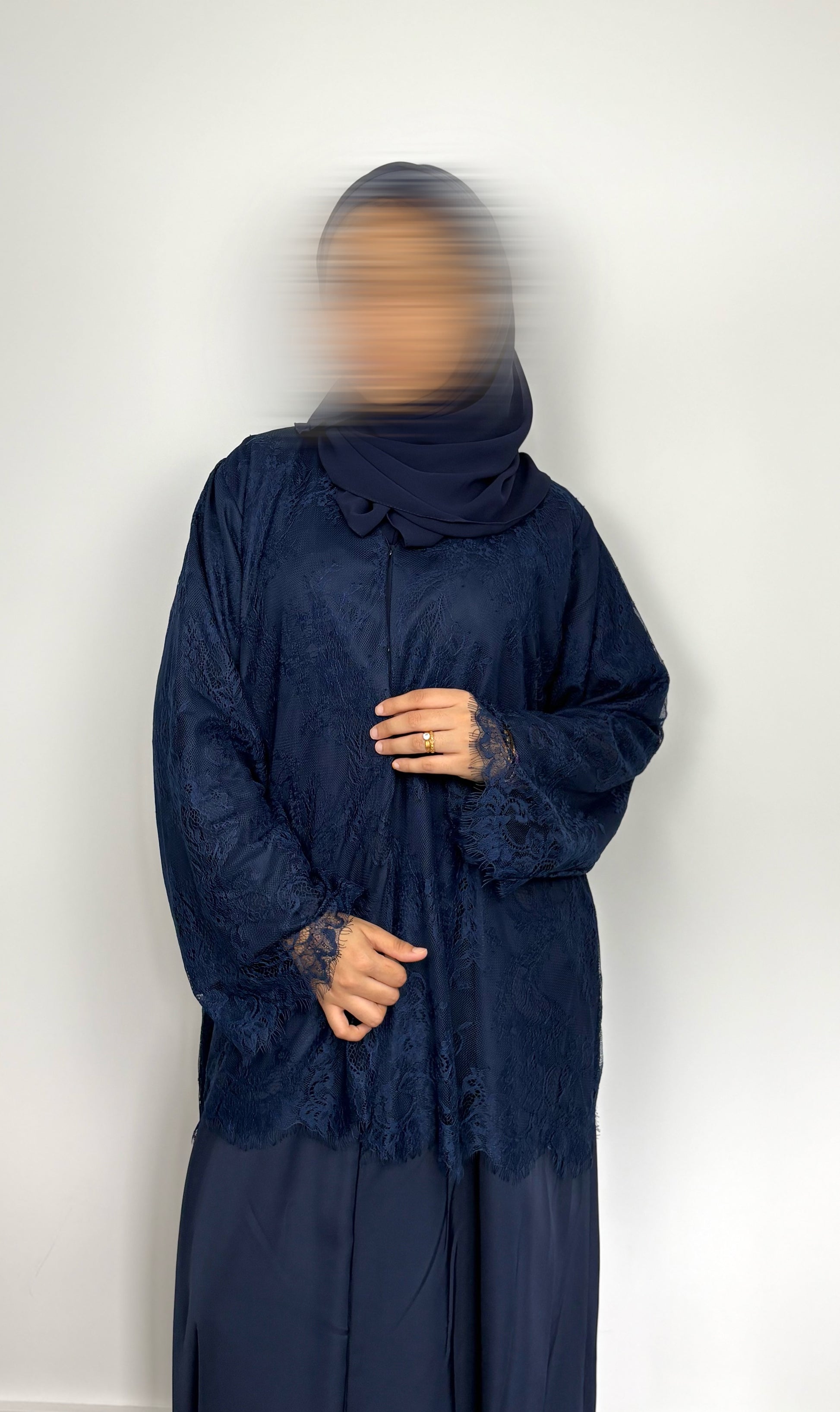 Navy Lace Abaya