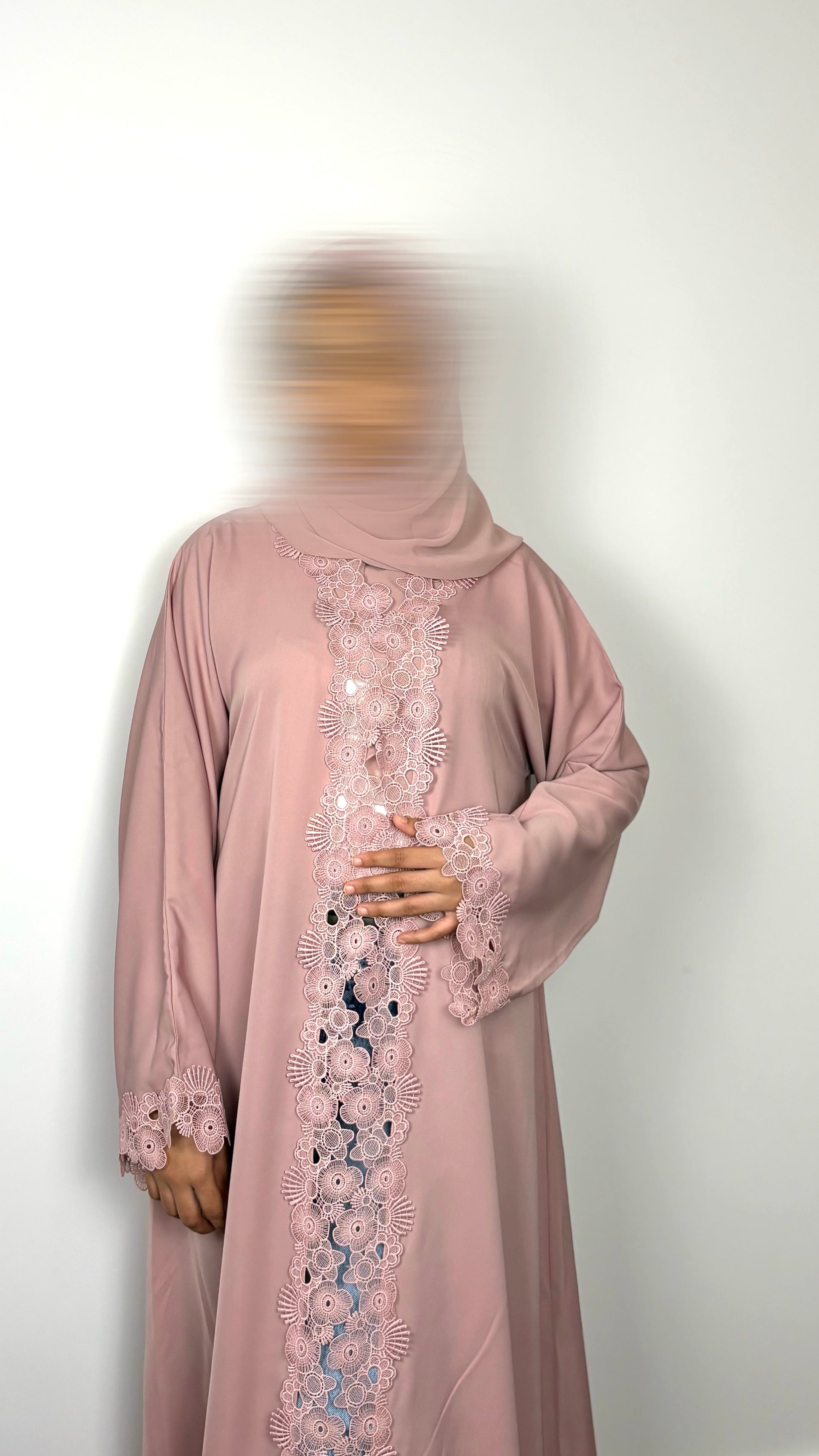 Dusty Rose Lace Abaya