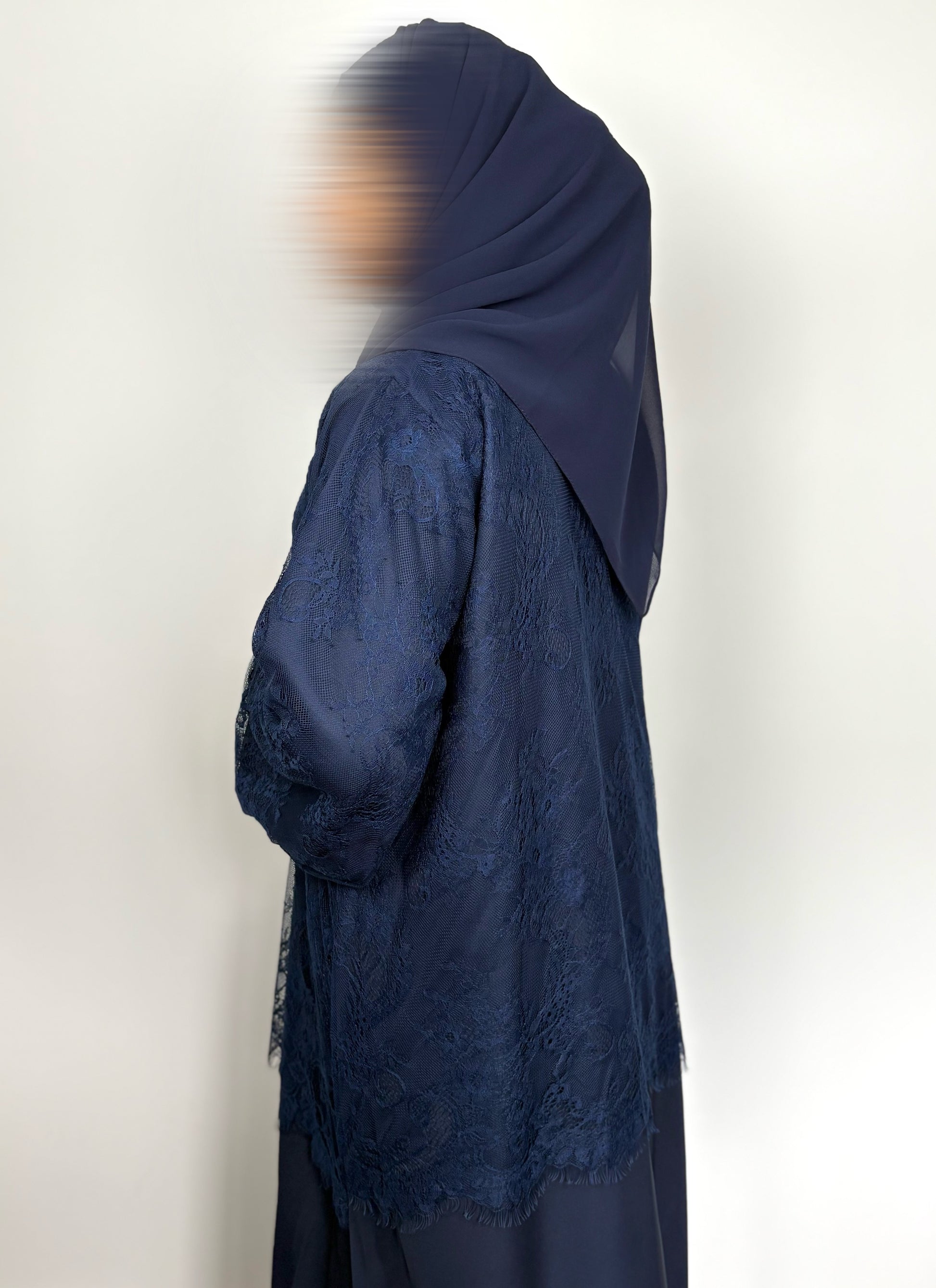 Navy Lace Abaya