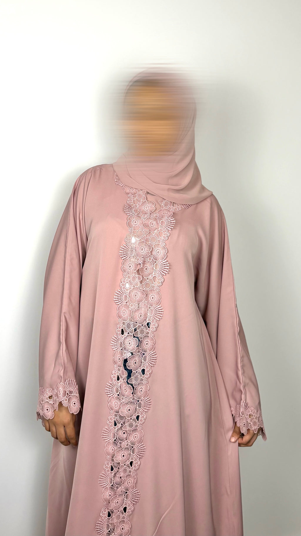 Dusty Rose Lace Abaya