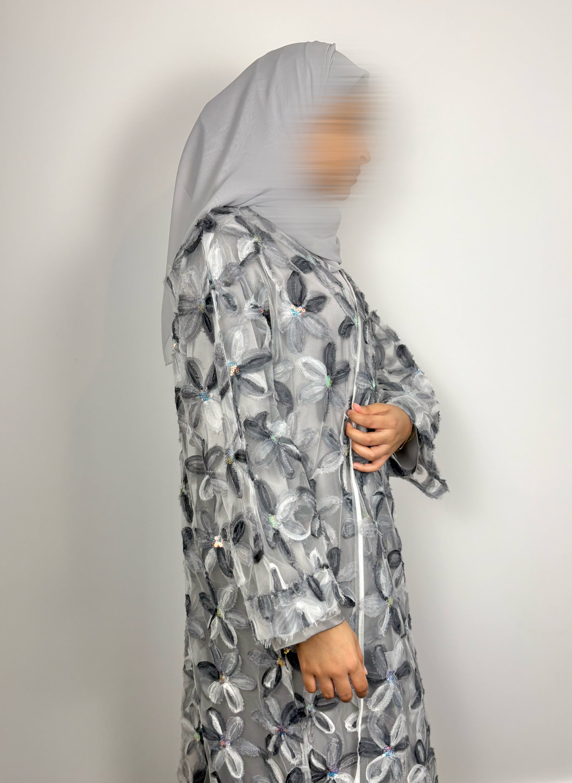 Silver Bloom Abaya