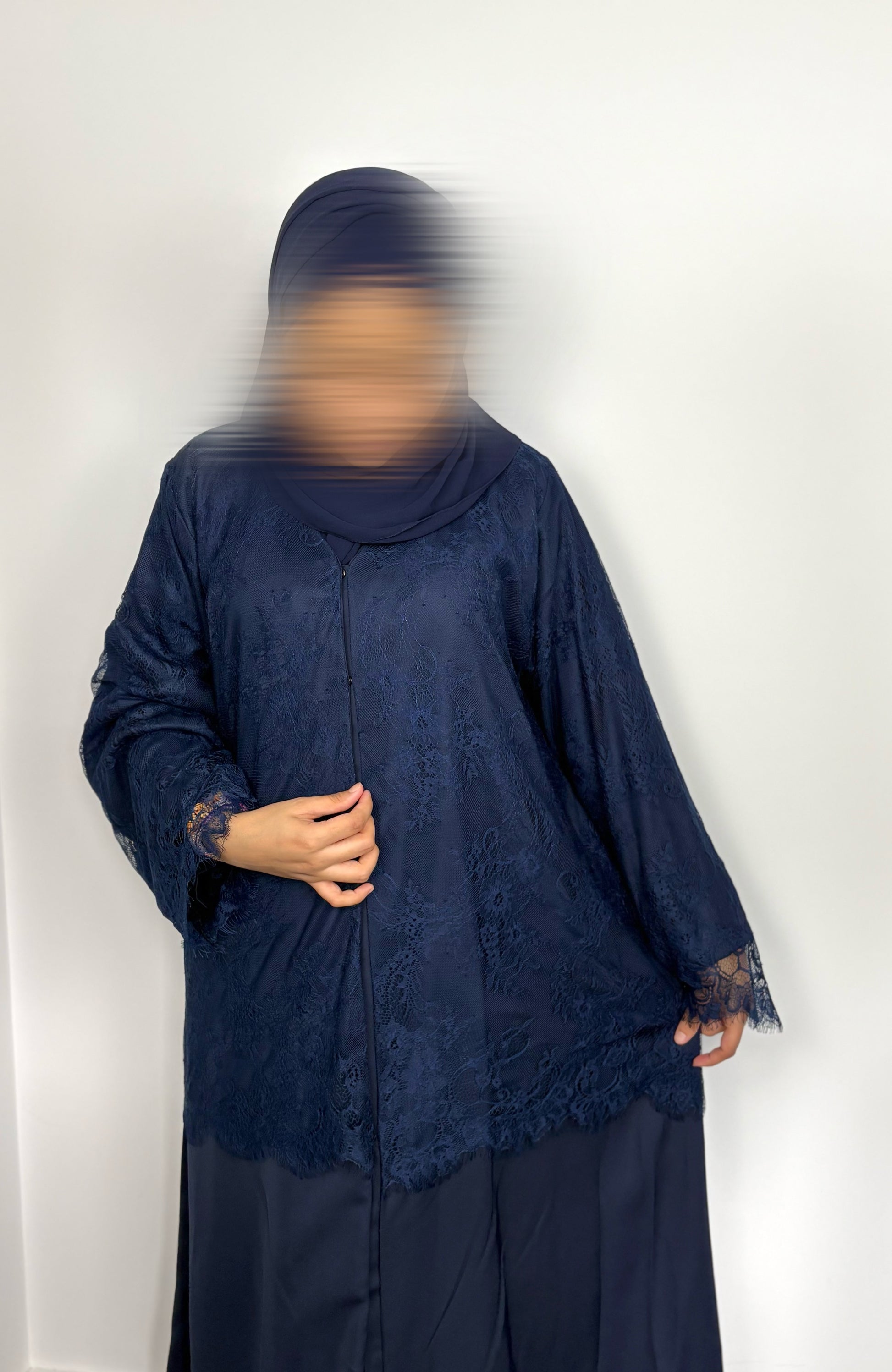Navy Lace Abaya
