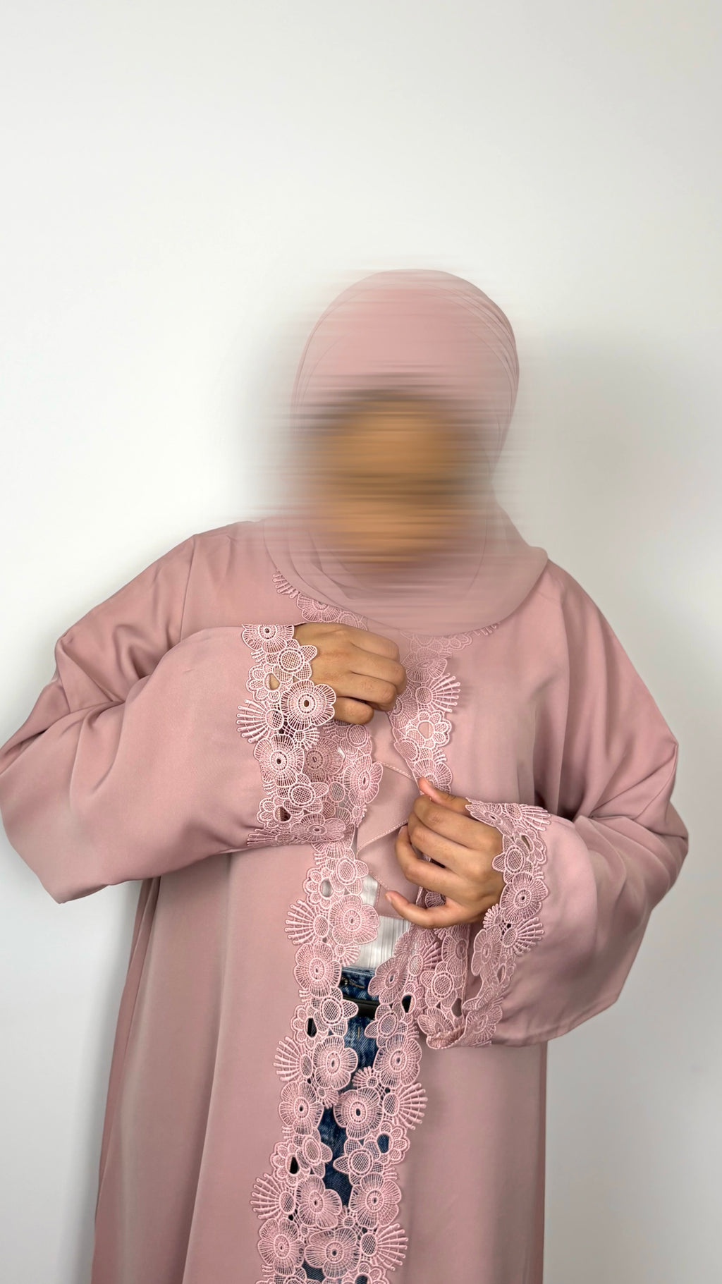Dusty Rose Lace Abaya