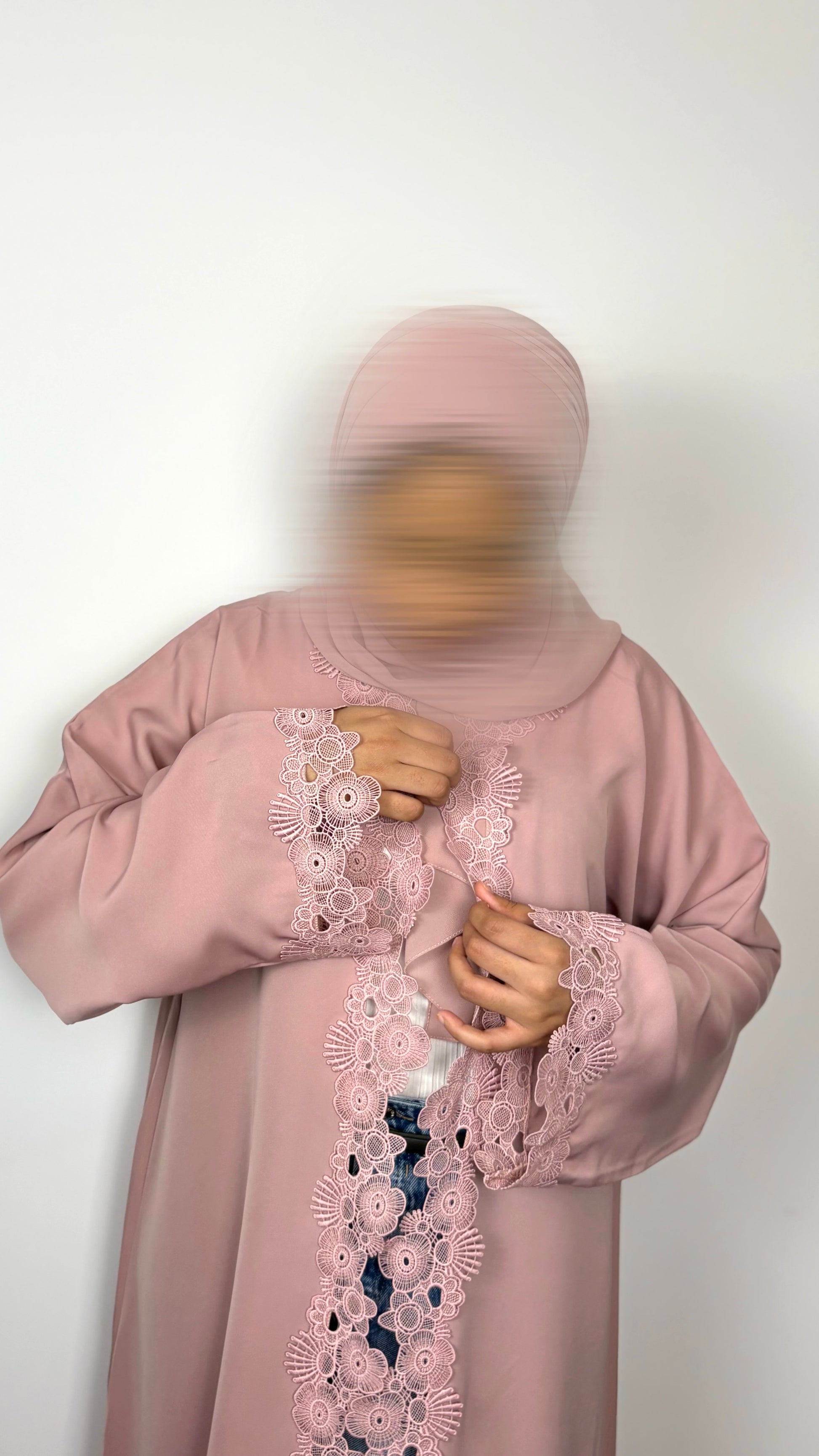 Dusty Rose Lace Abaya