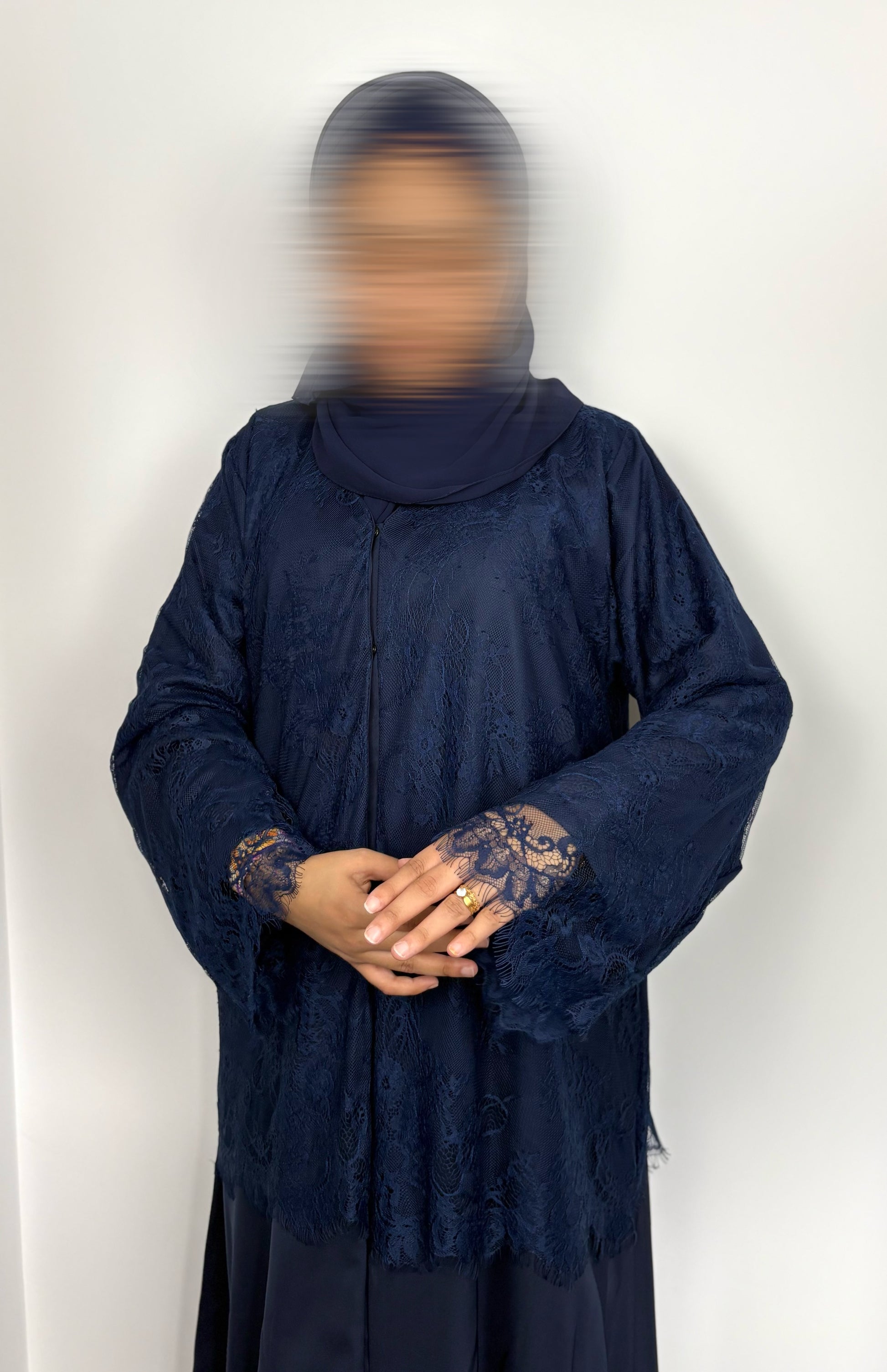 Navy Lace Abaya
