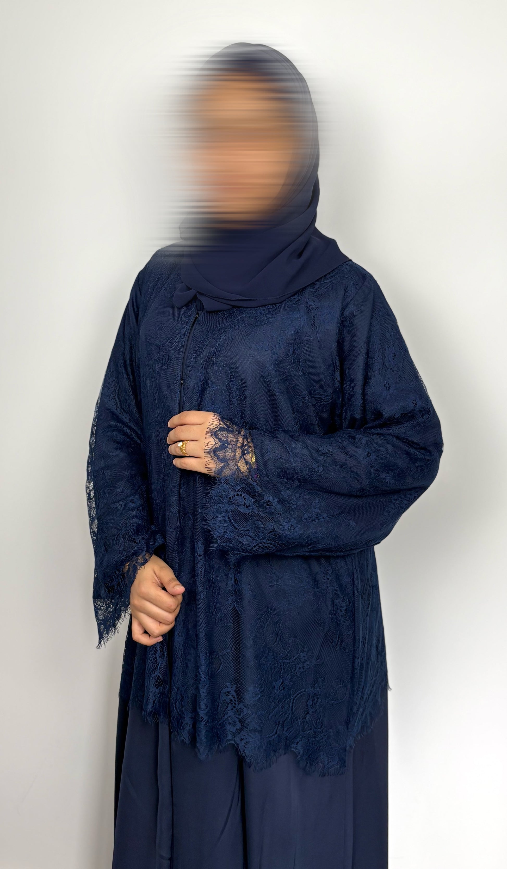 Navy Lace Abaya