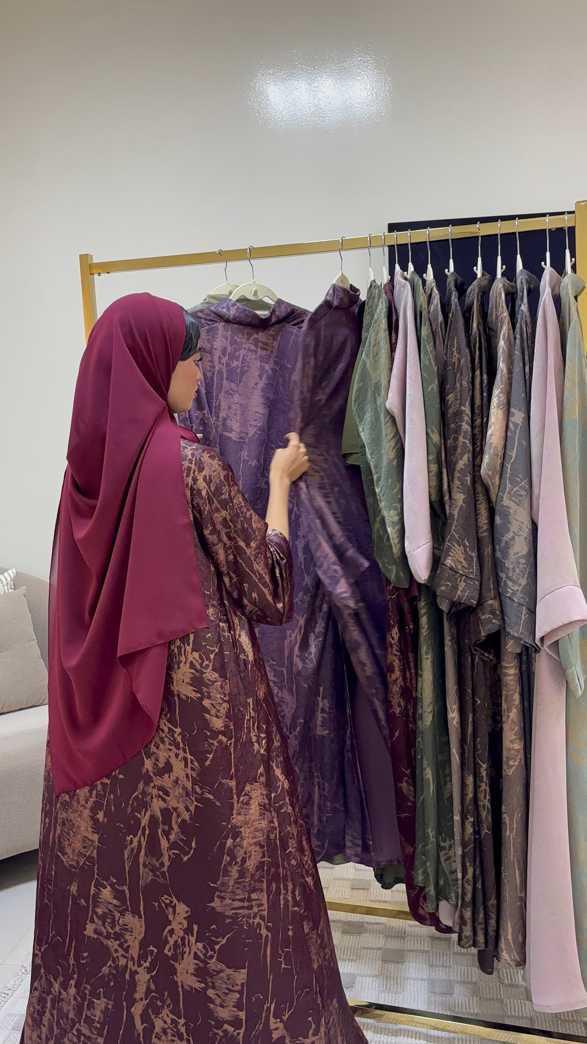 Maroon flowy abaya
