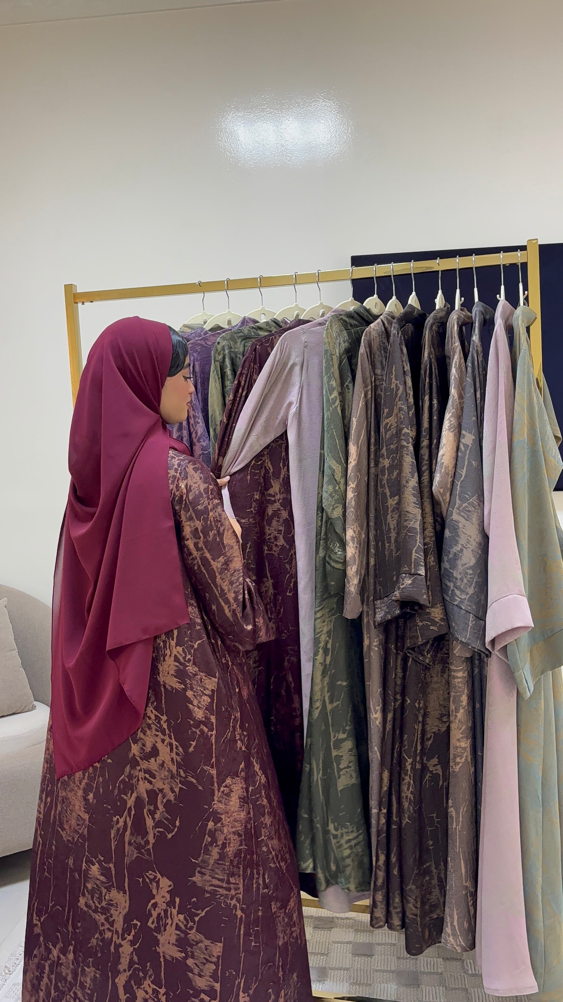 Maroon flowy abaya