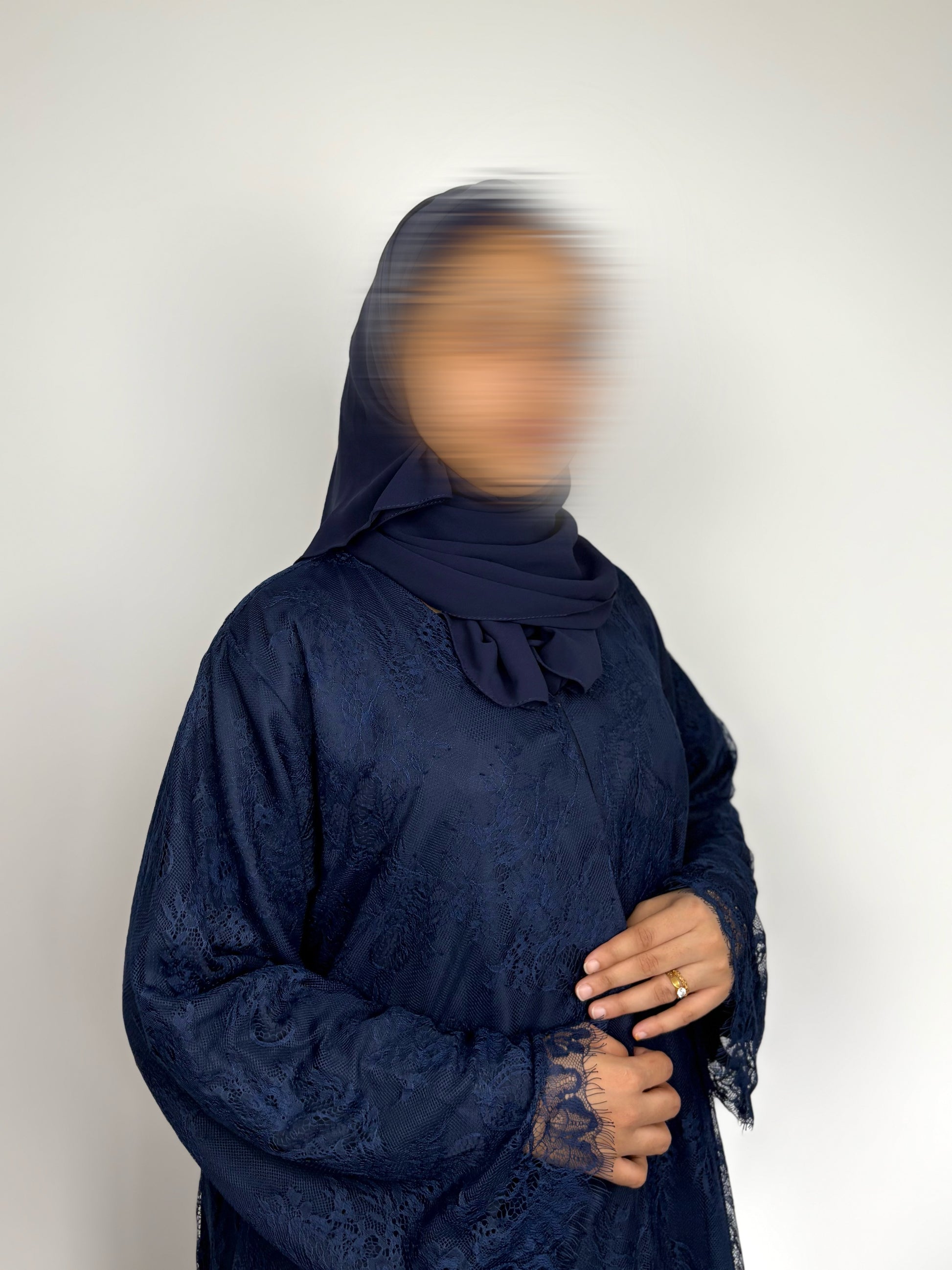 Navy Lace Abaya