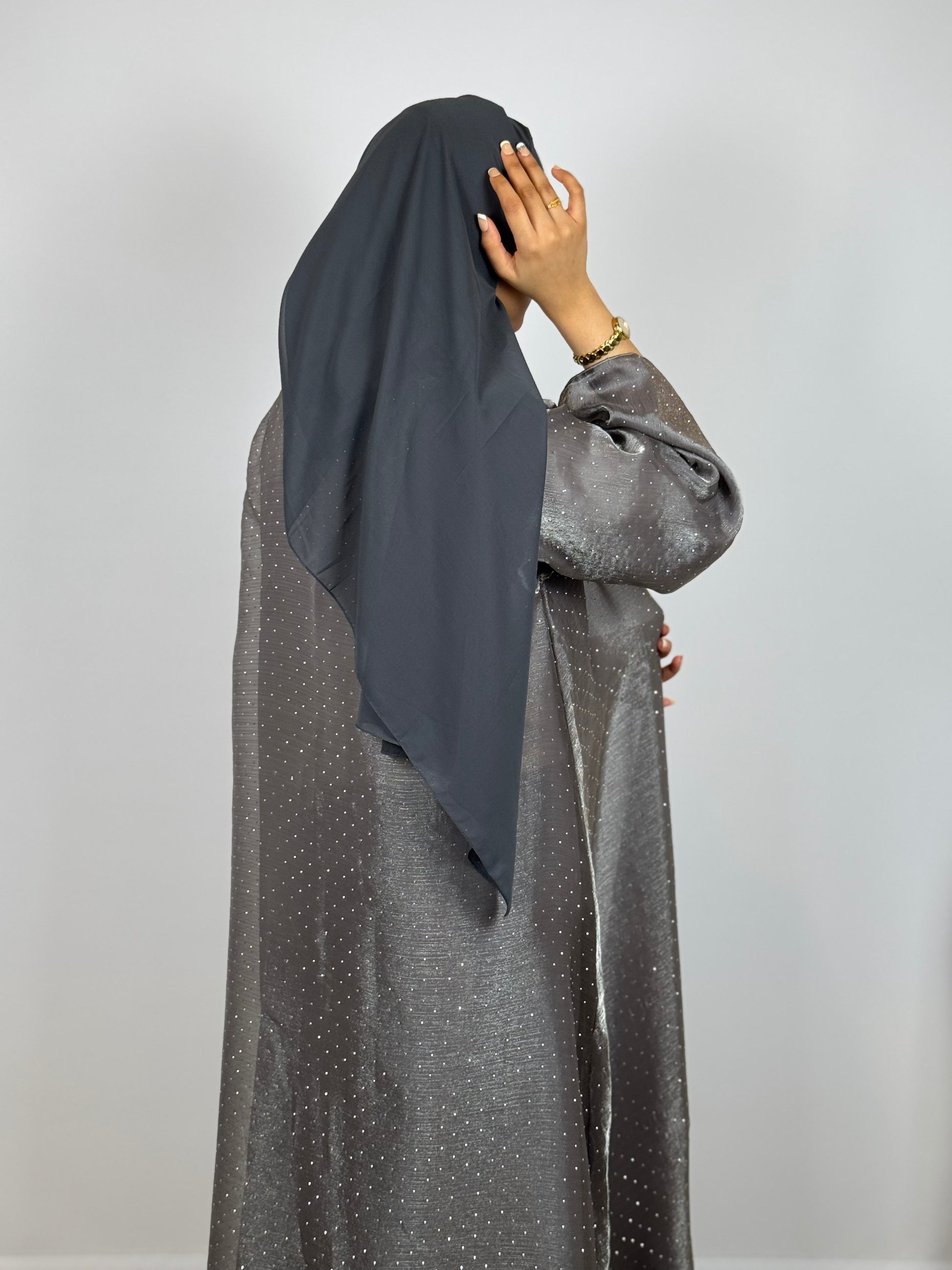 Full' Stone Flowy Abaya (GREY)
