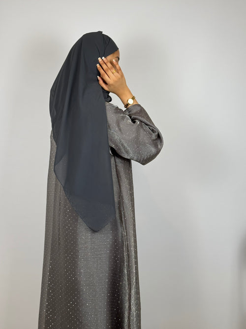 Full' Stone Flowy Abaya (GREY)