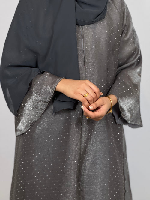 Full' Stone Flowy Abaya (GREY)