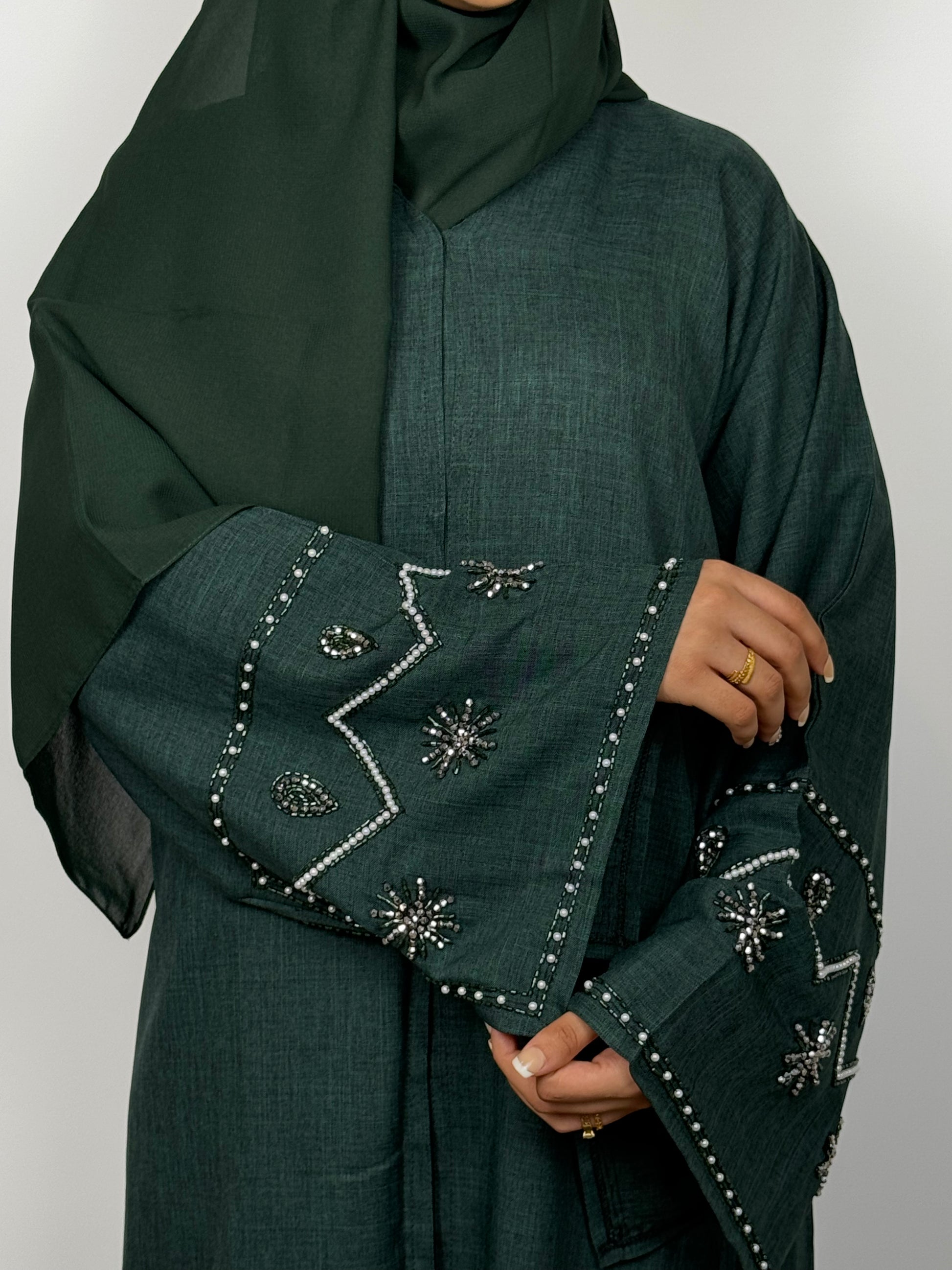 Linen Star Embellished Abaya