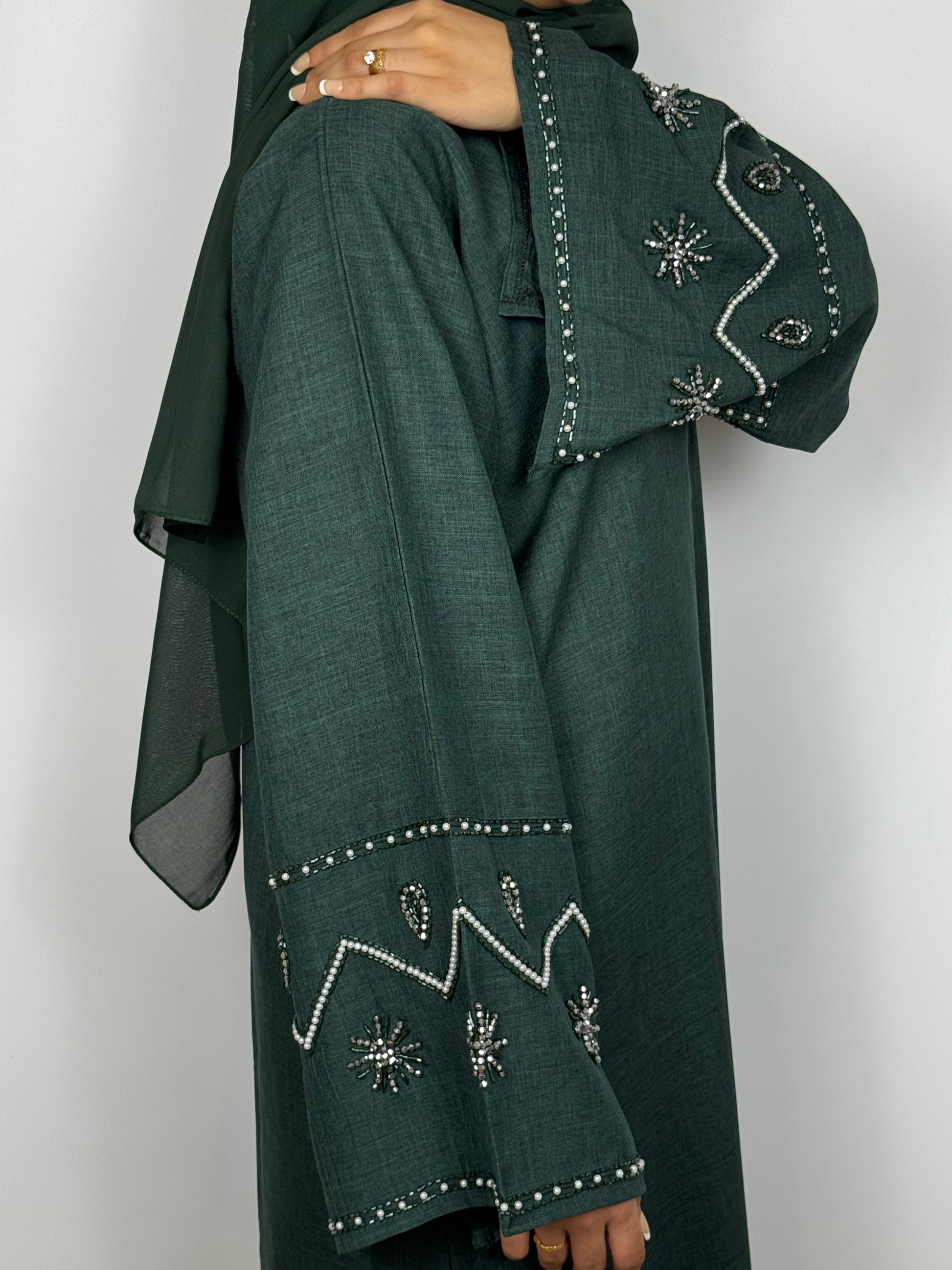 Linen Star Embellished Abaya