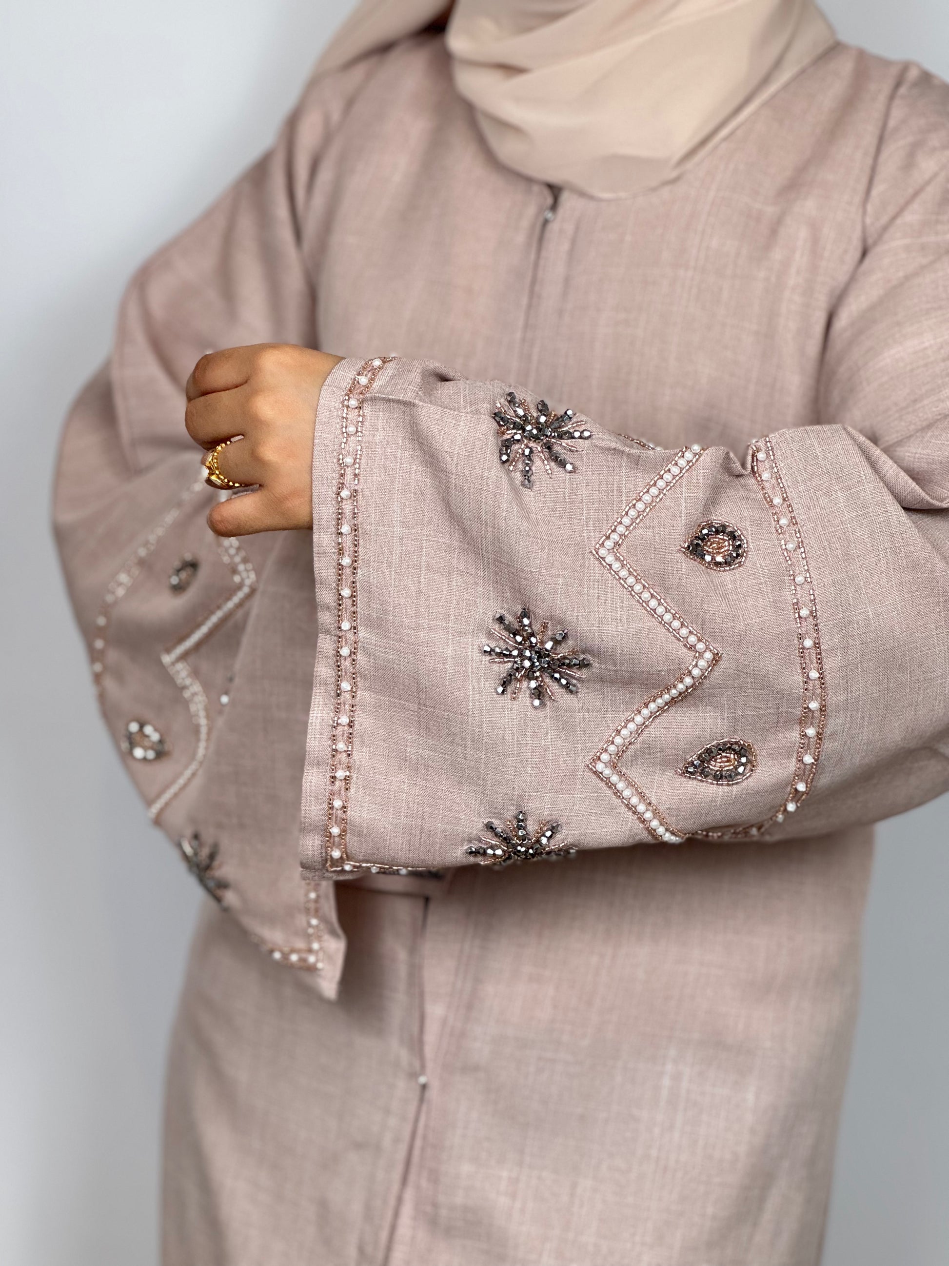 Linen Star Embellished Abaya