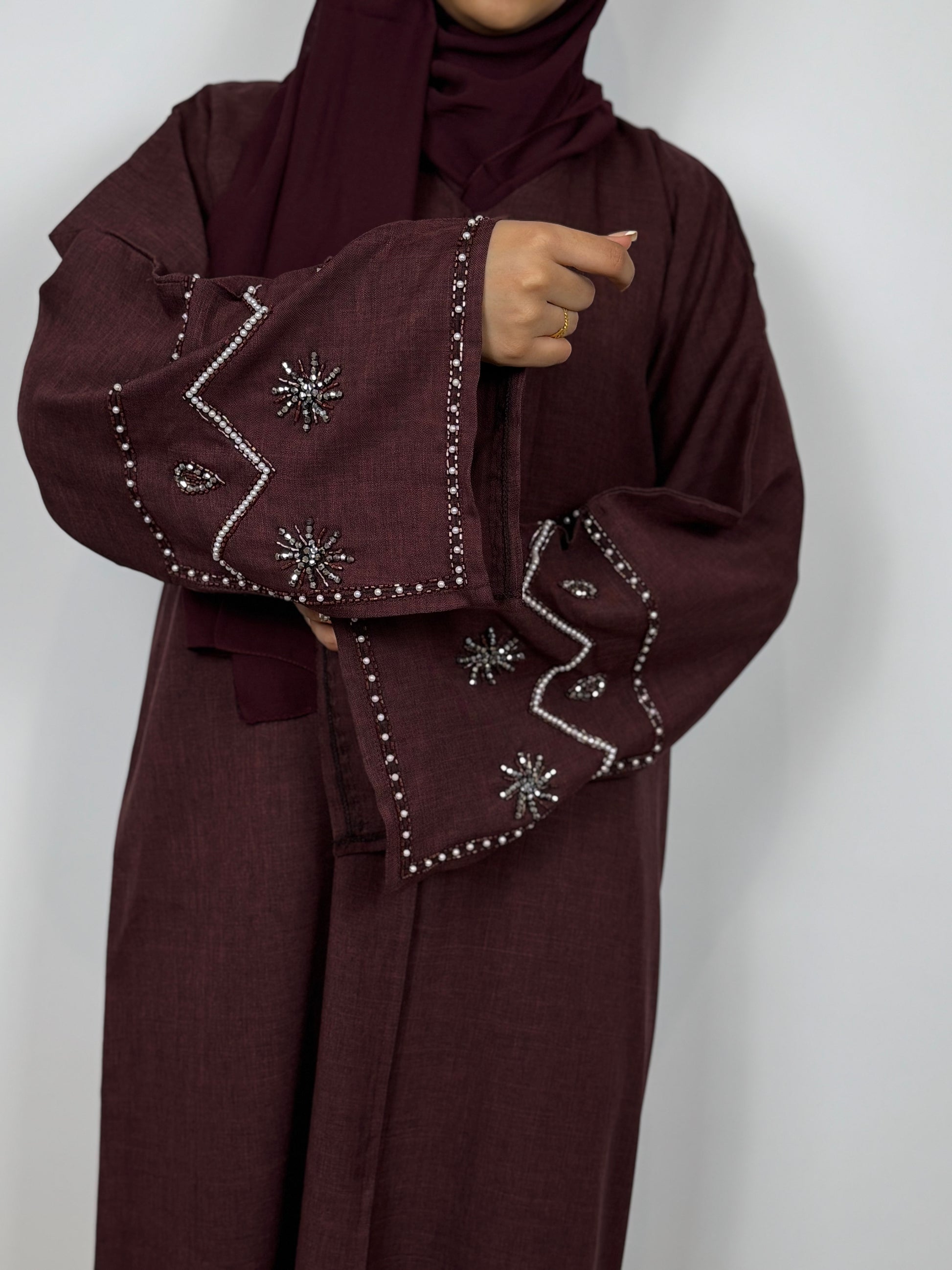 Linen Star Embellished Abaya