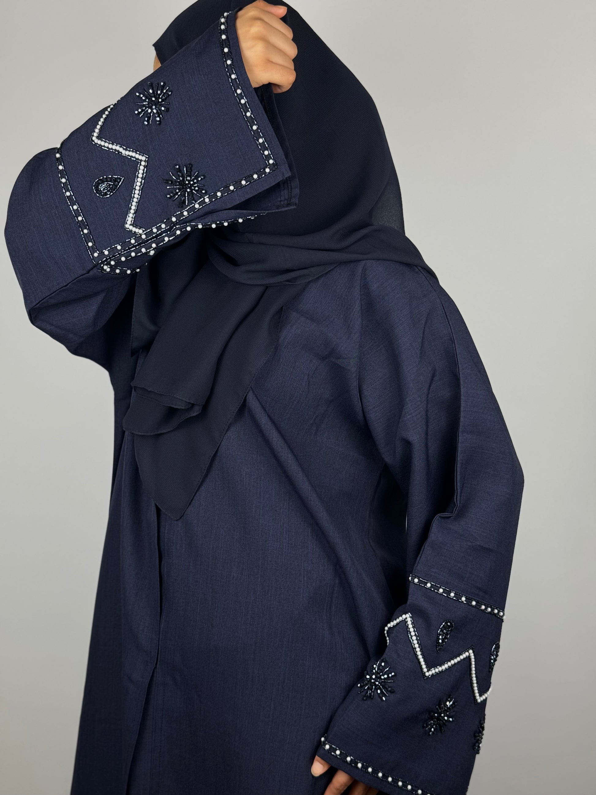 Unity Blue with Beads Abaya