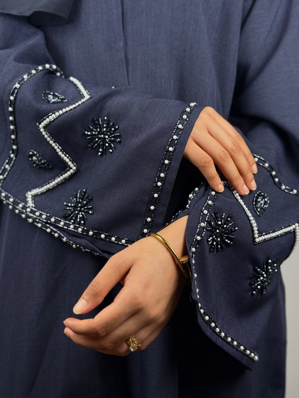 Unity Blue with Beads Abaya