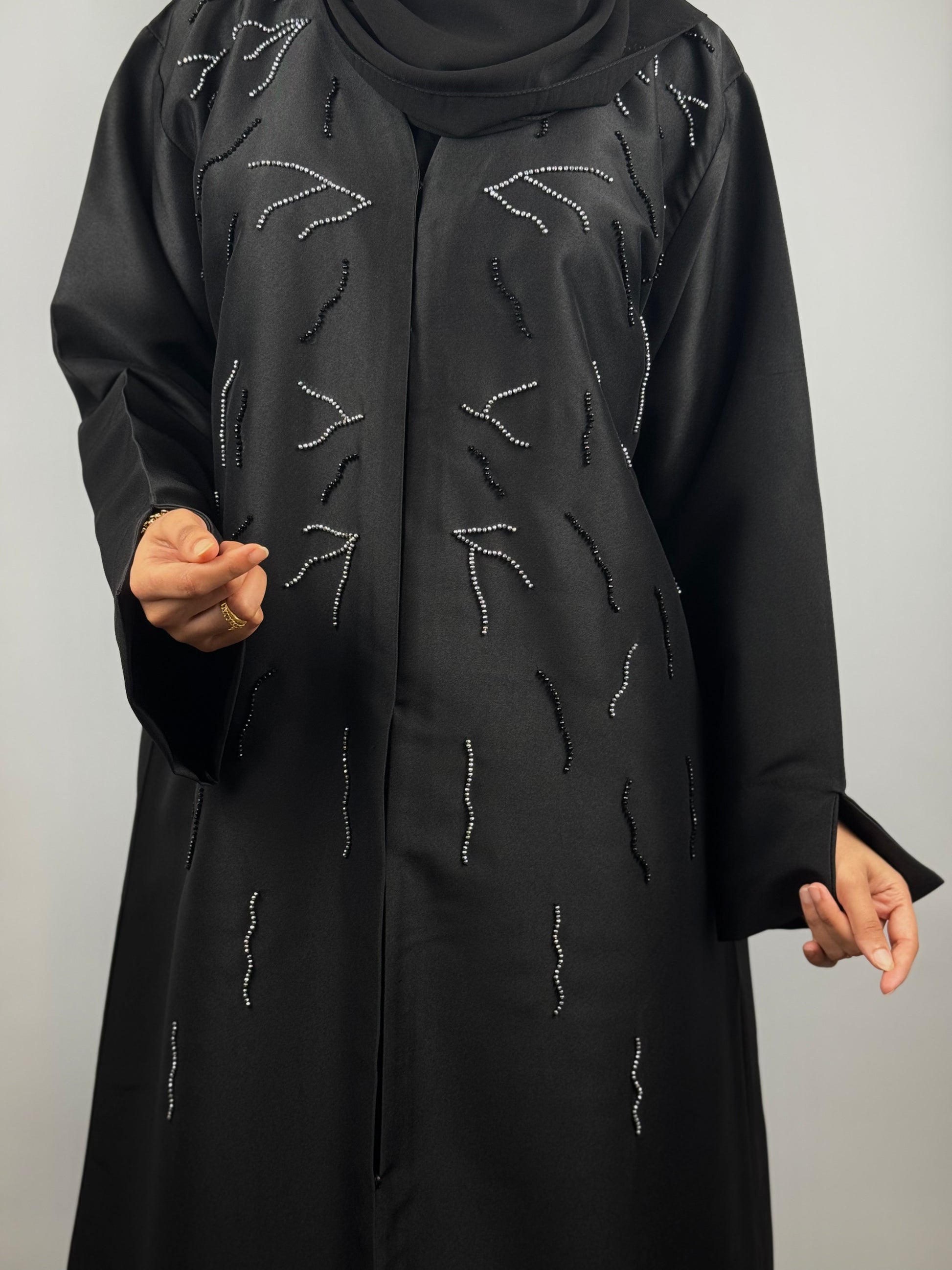 Abstract Beaded Embellishment Abaya