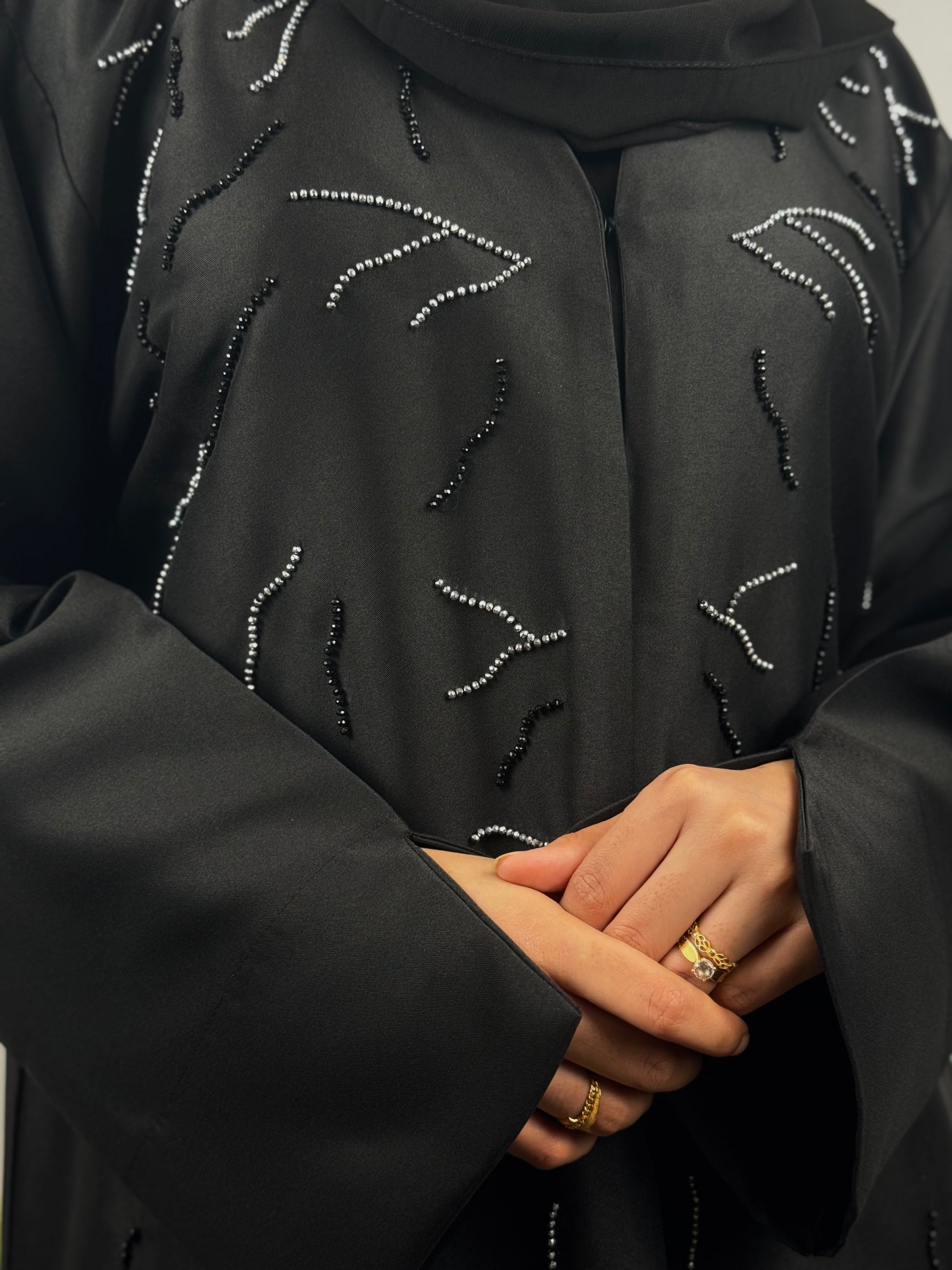 Abstract Beaded Embellishment Abaya