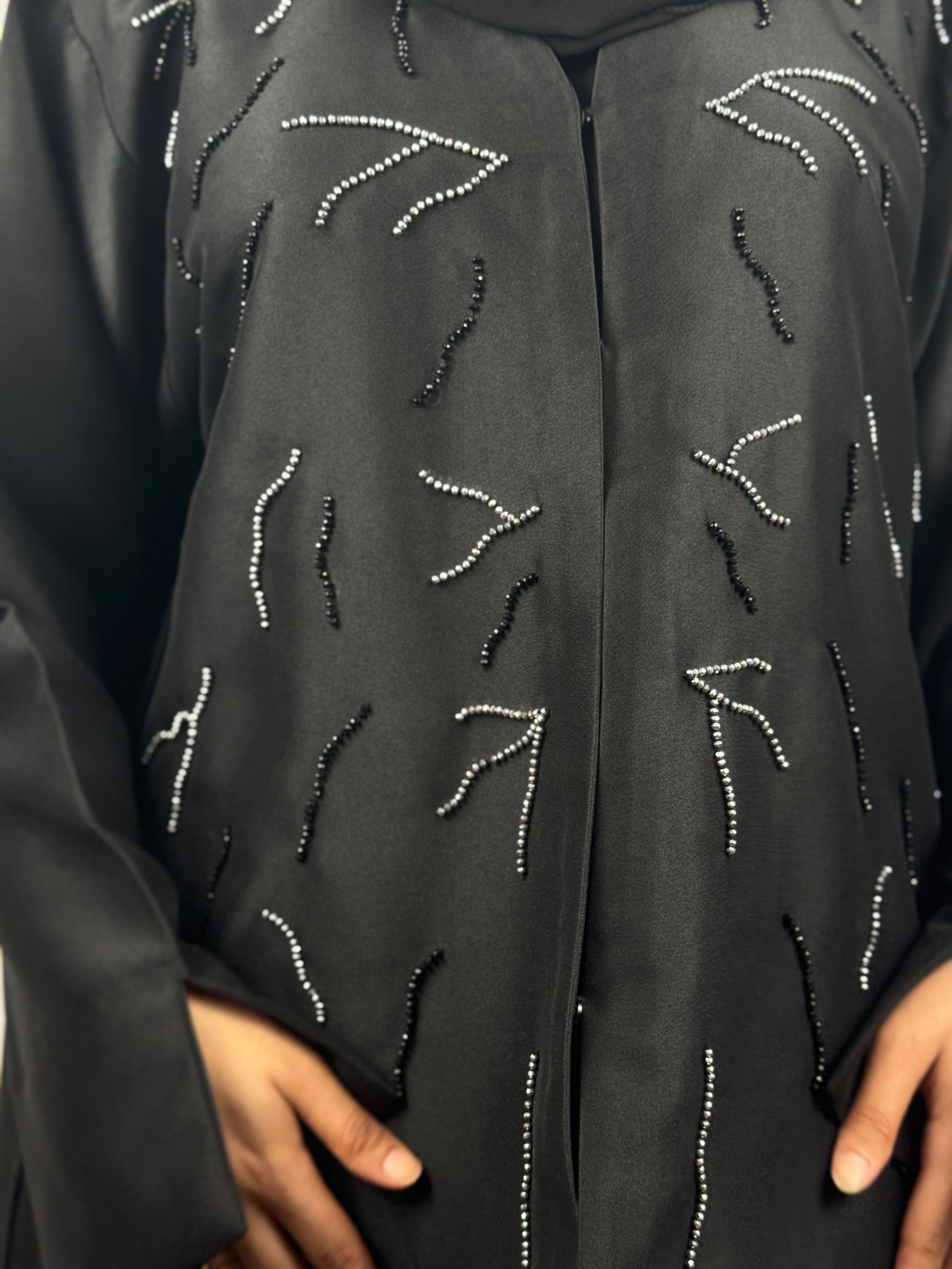 Abstract Beaded Embellishment Abaya