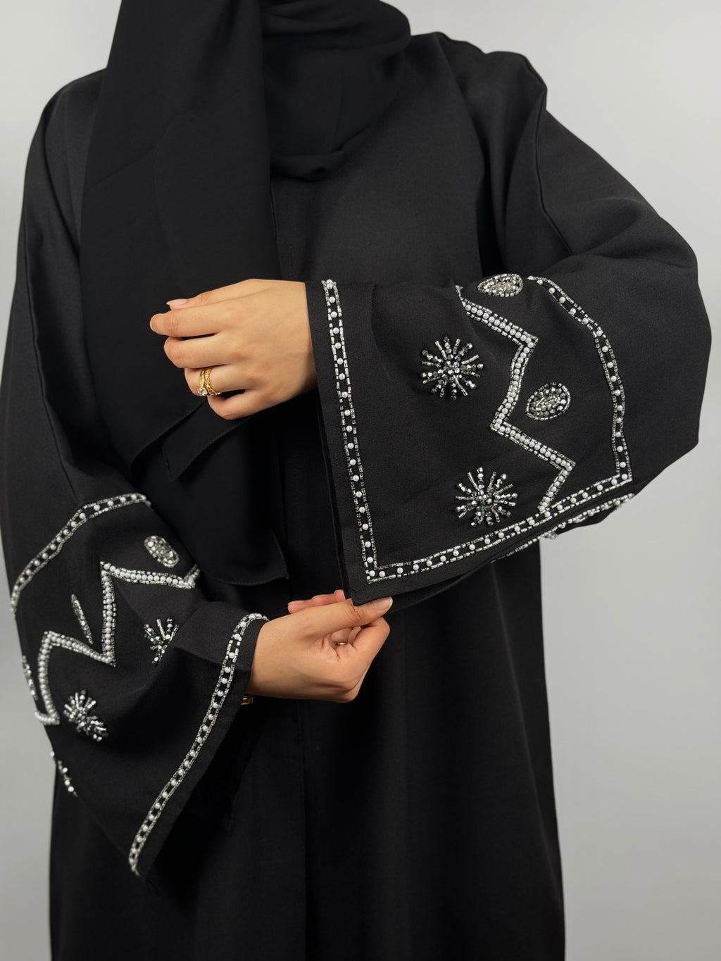 Linen Star Embellished Abaya