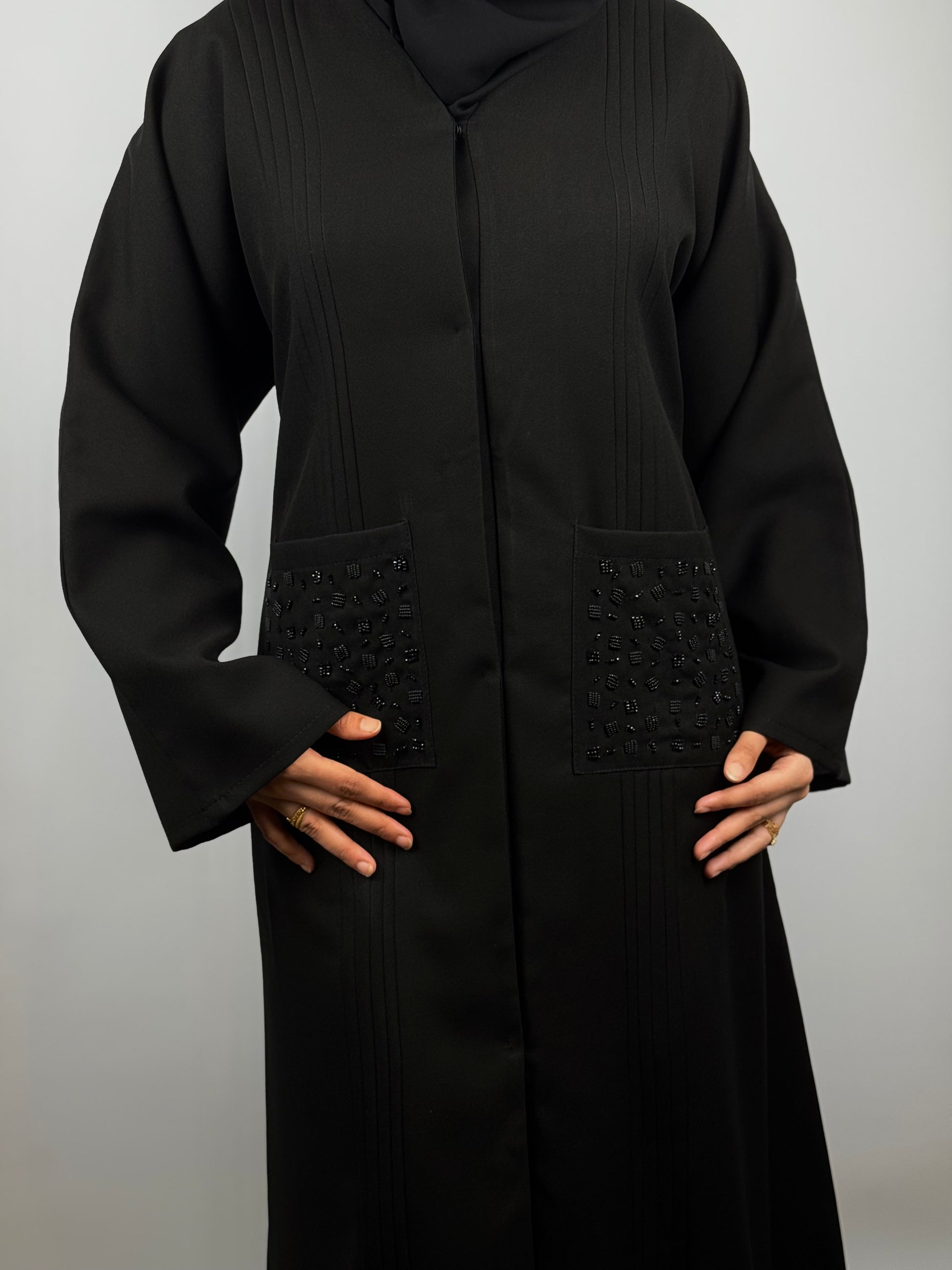 Pocket Detailed Black Abaya