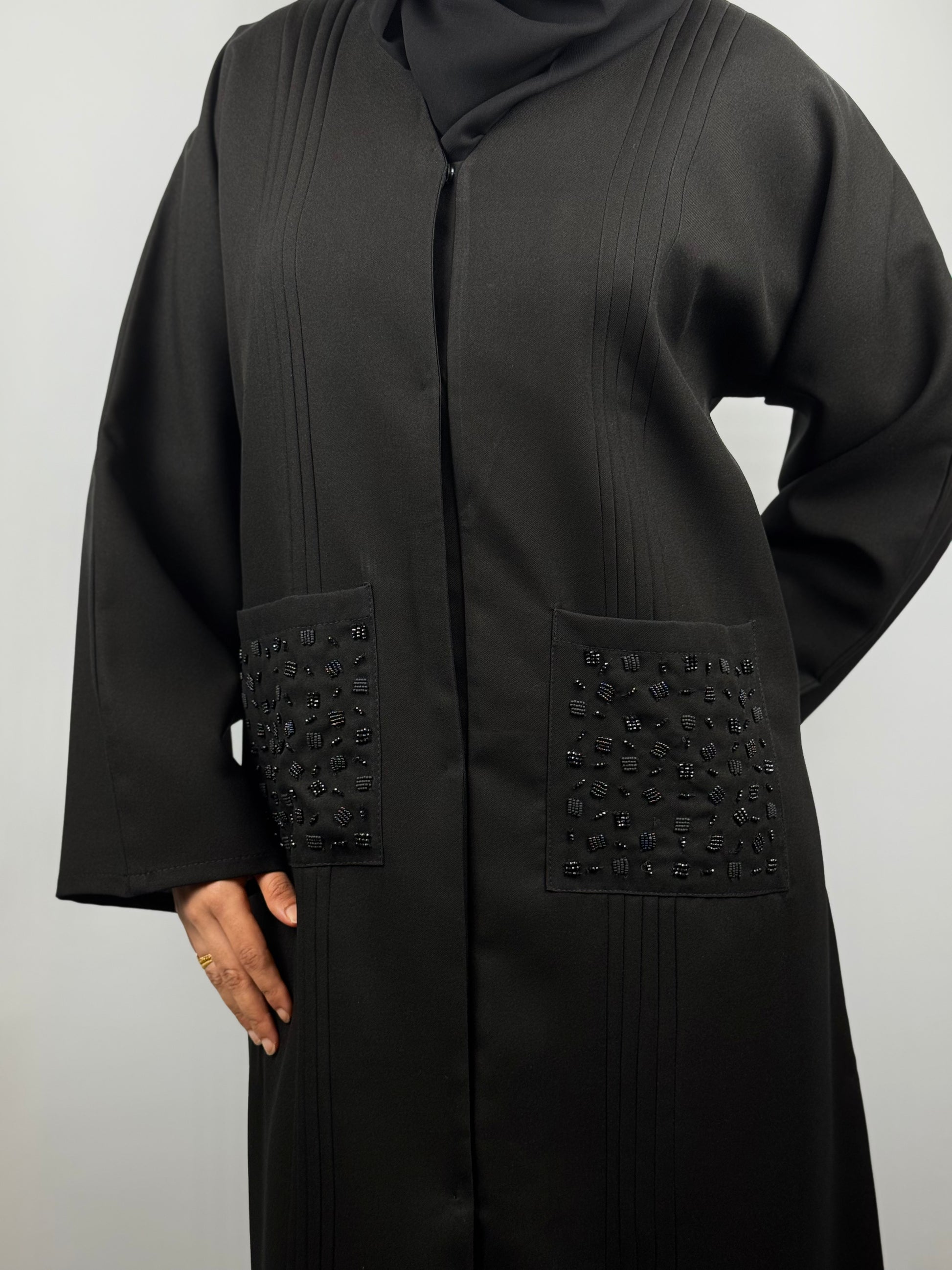 Pocket Detailed Black Abaya
