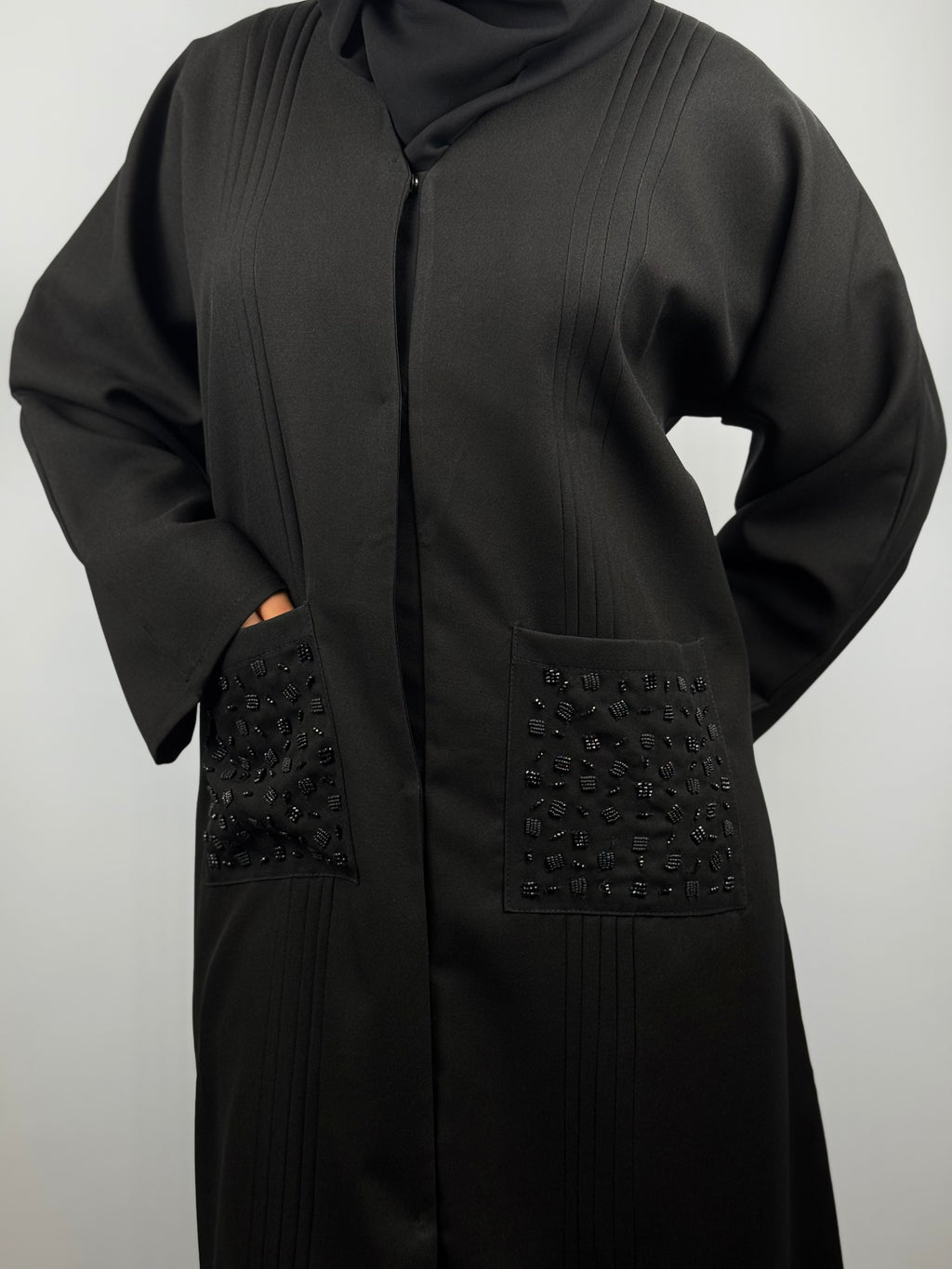 Pocket Detailed Black Abaya