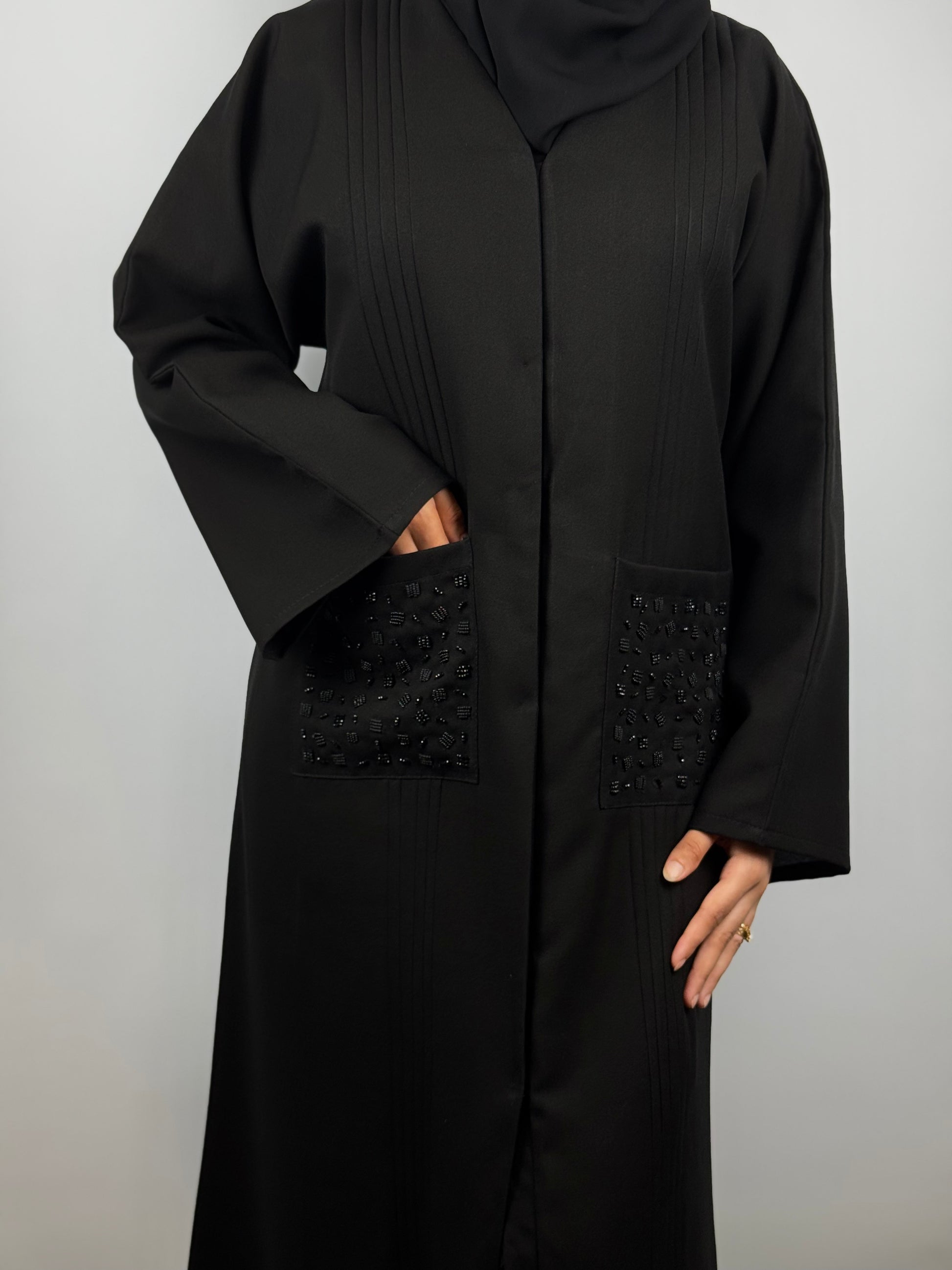 Pocket Detailed Black Abaya