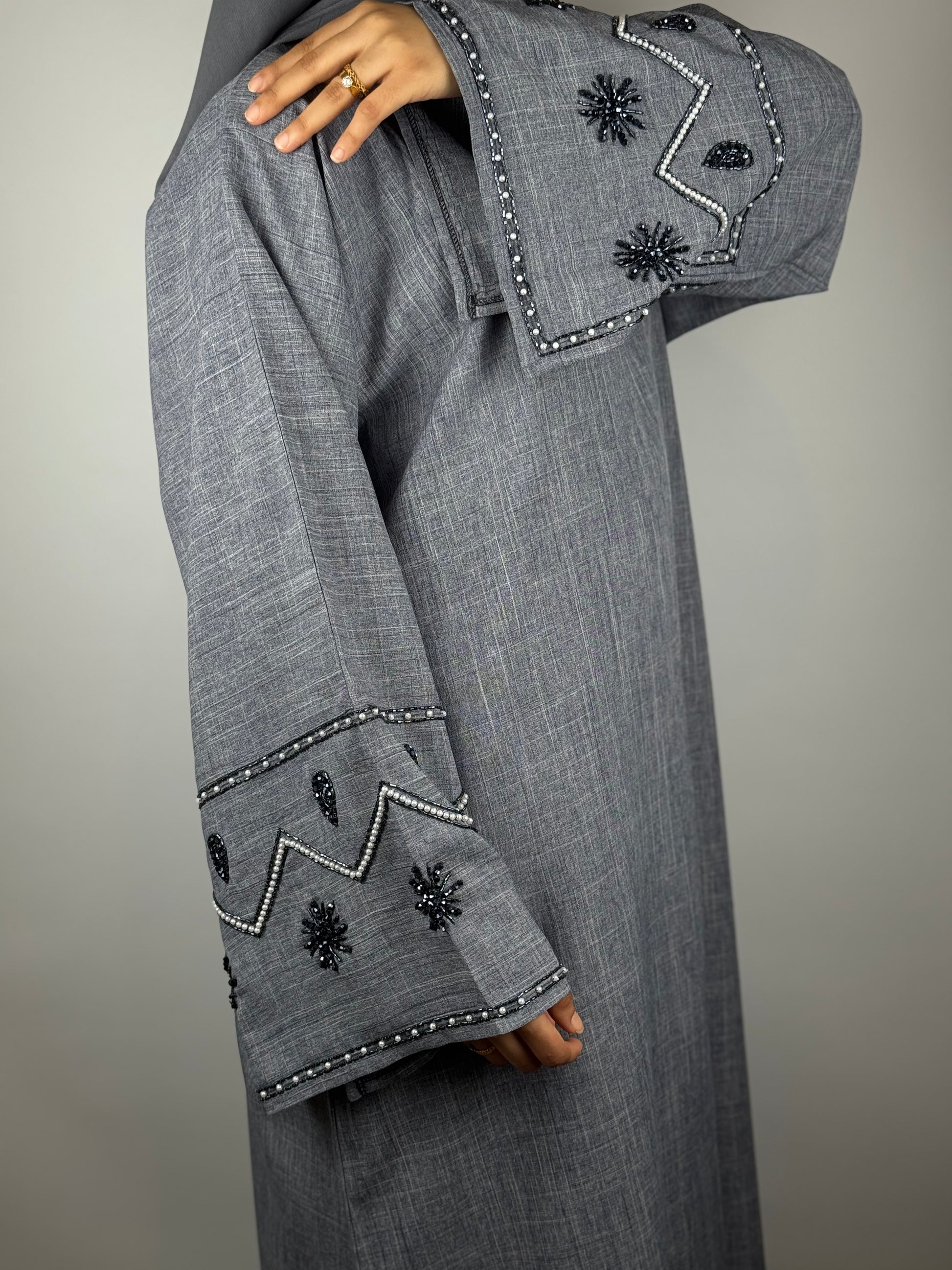 Linen Star Embellished Abaya
