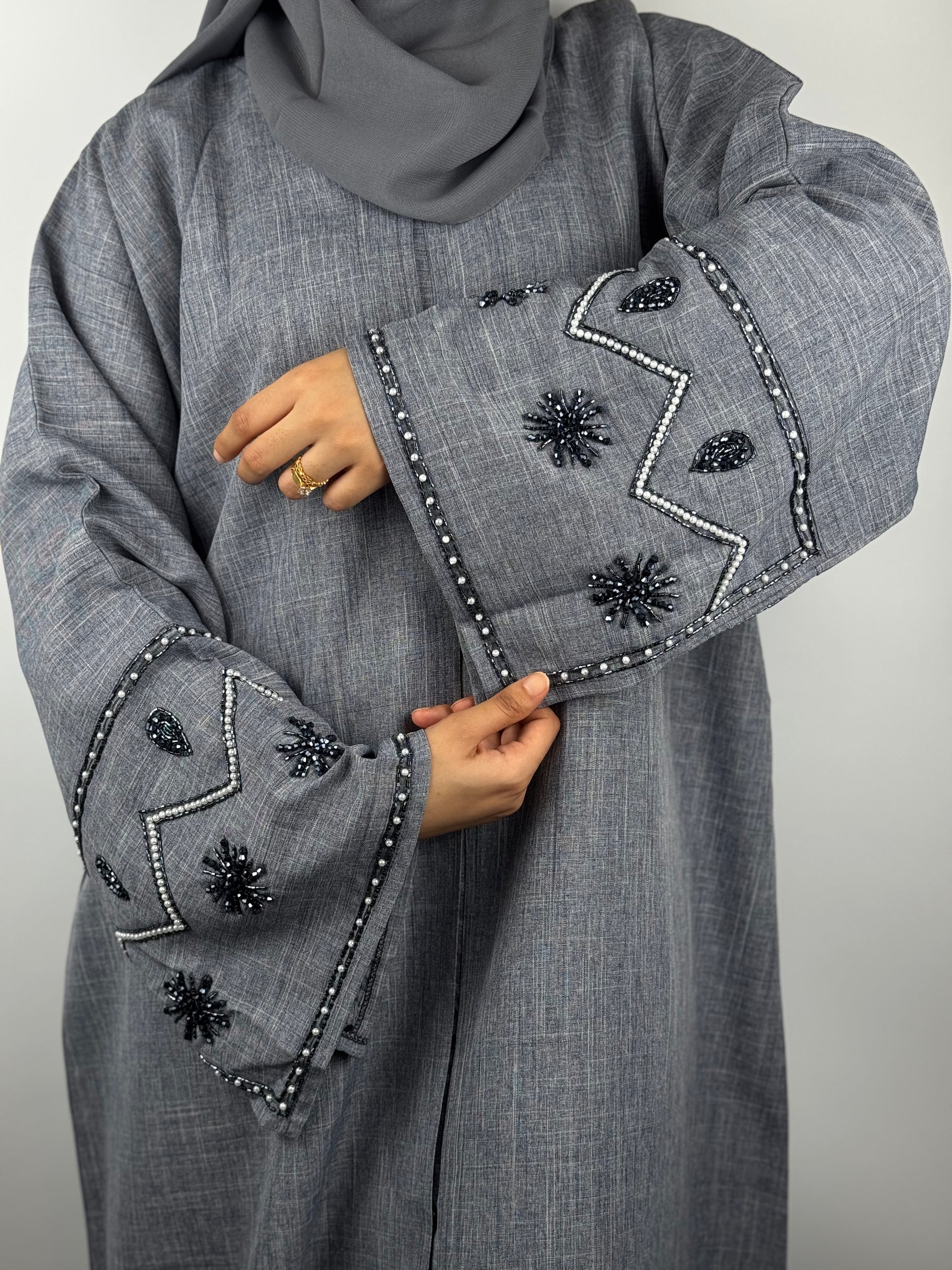 Linen Star Embellished Abaya