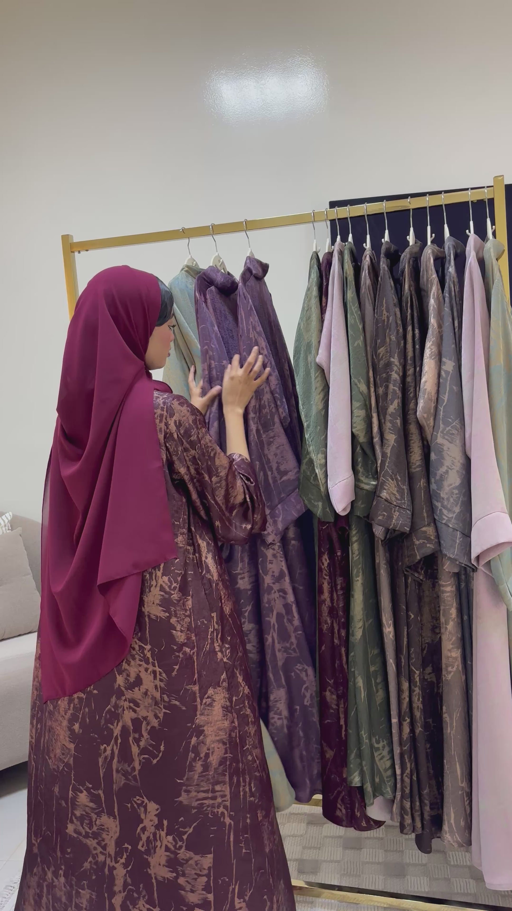 Maroon flowy abaya